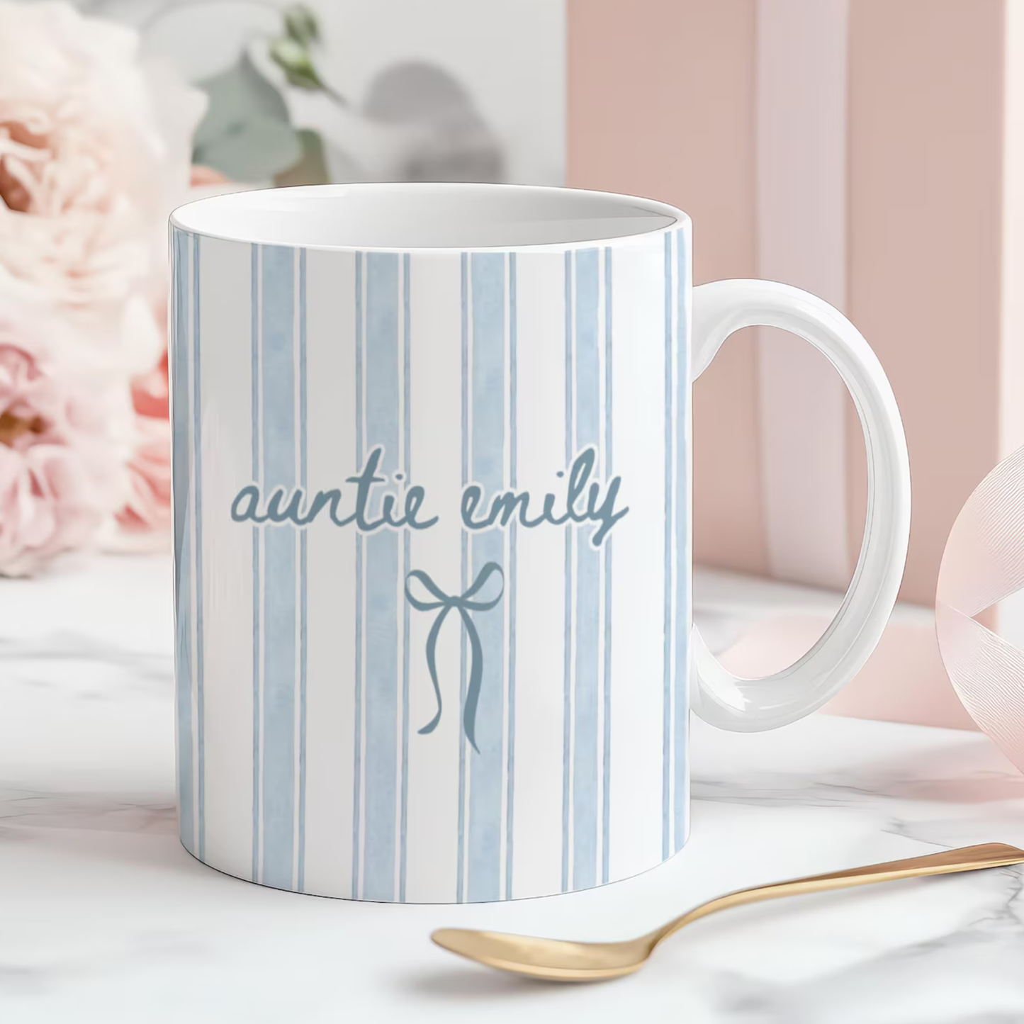 Personalized Auntie Mug with Name | Baby Announcement Gift for Aunt