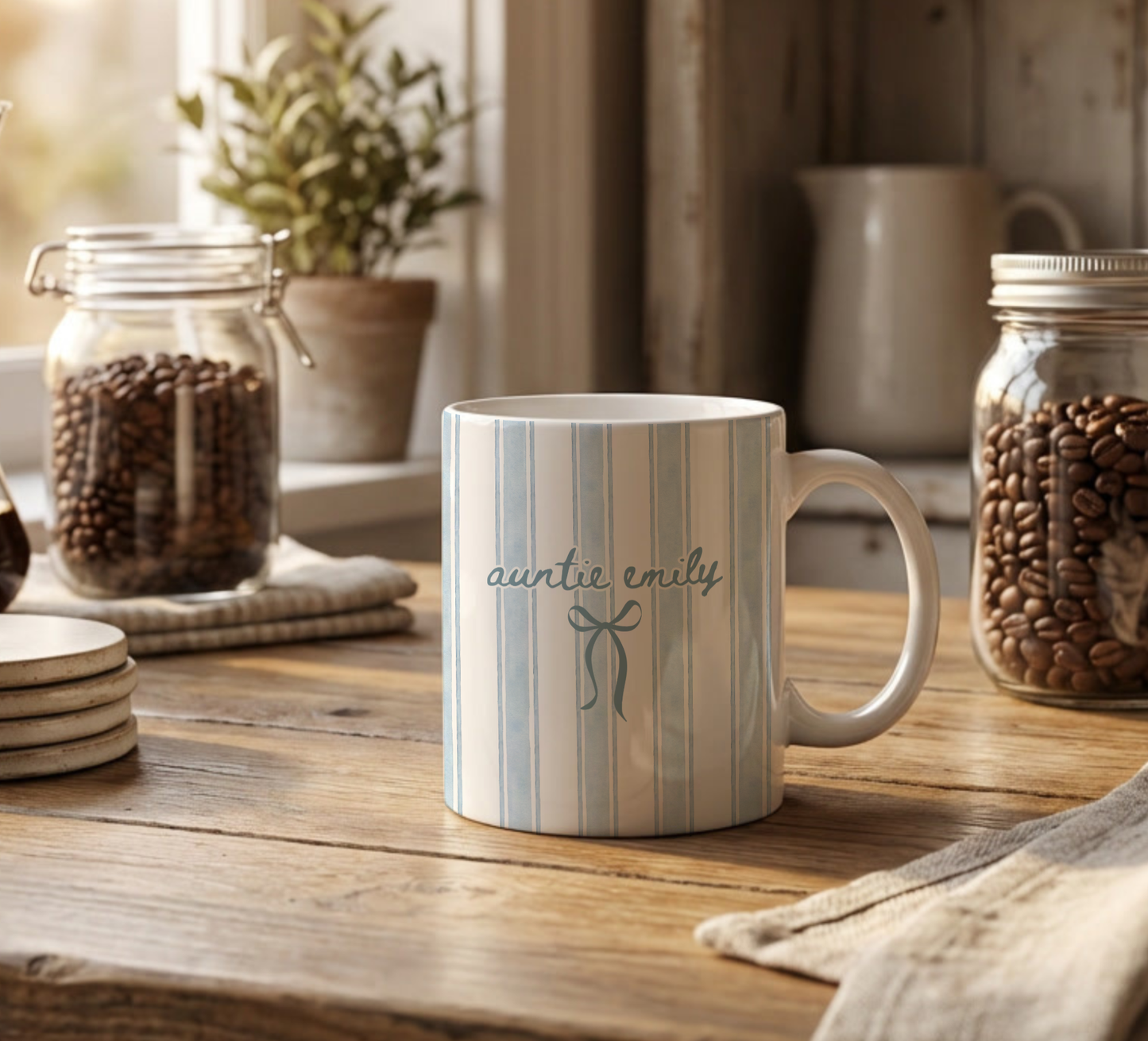 Personalized Auntie Mug with Name | Baby Announcement Gift for Aunt