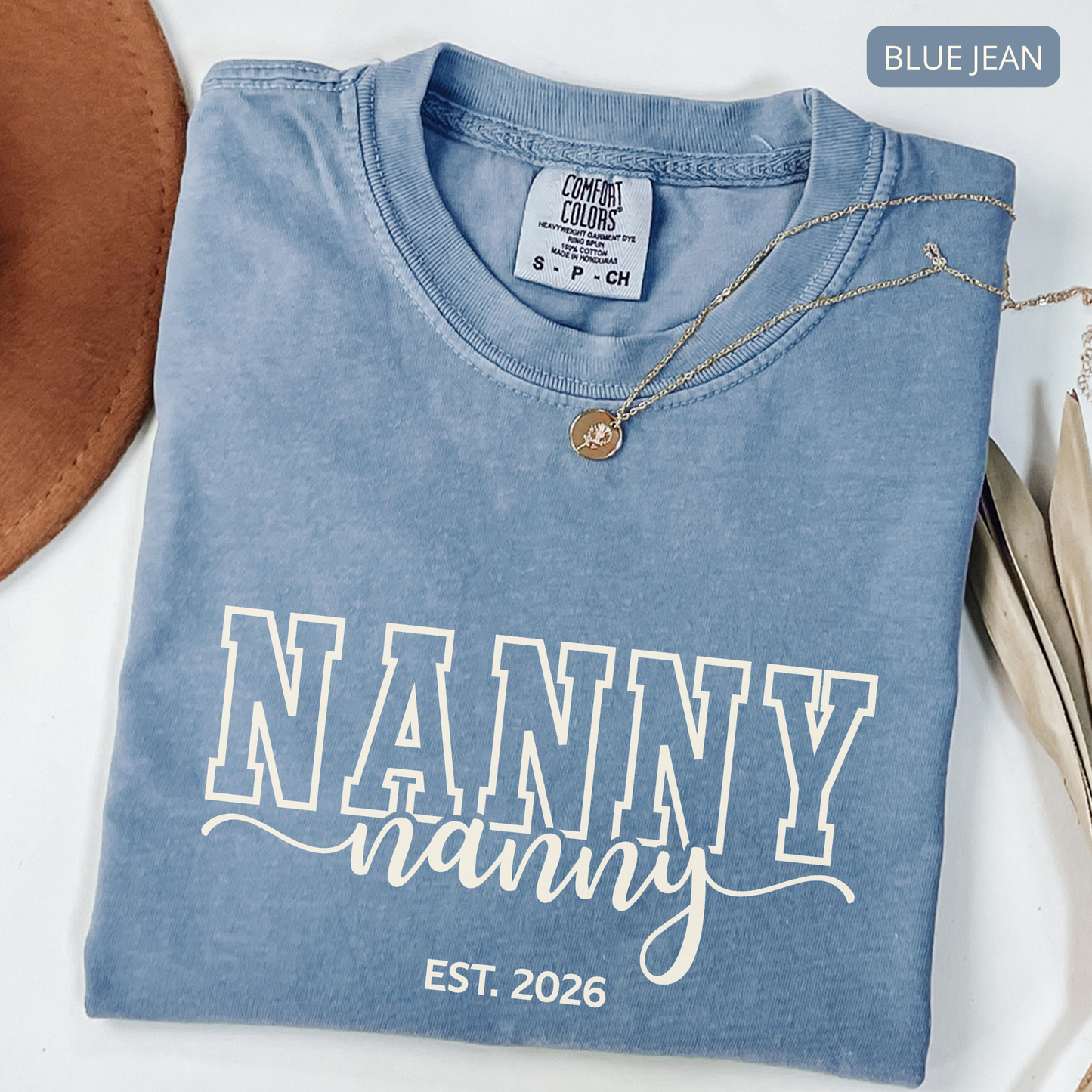 Nanny Comfort Colors Shirt, Personalized Nanny EST Year Shirt, Nanny Gift Idea, Custom Nanny Tee, Babysitter Appreciation Shirt