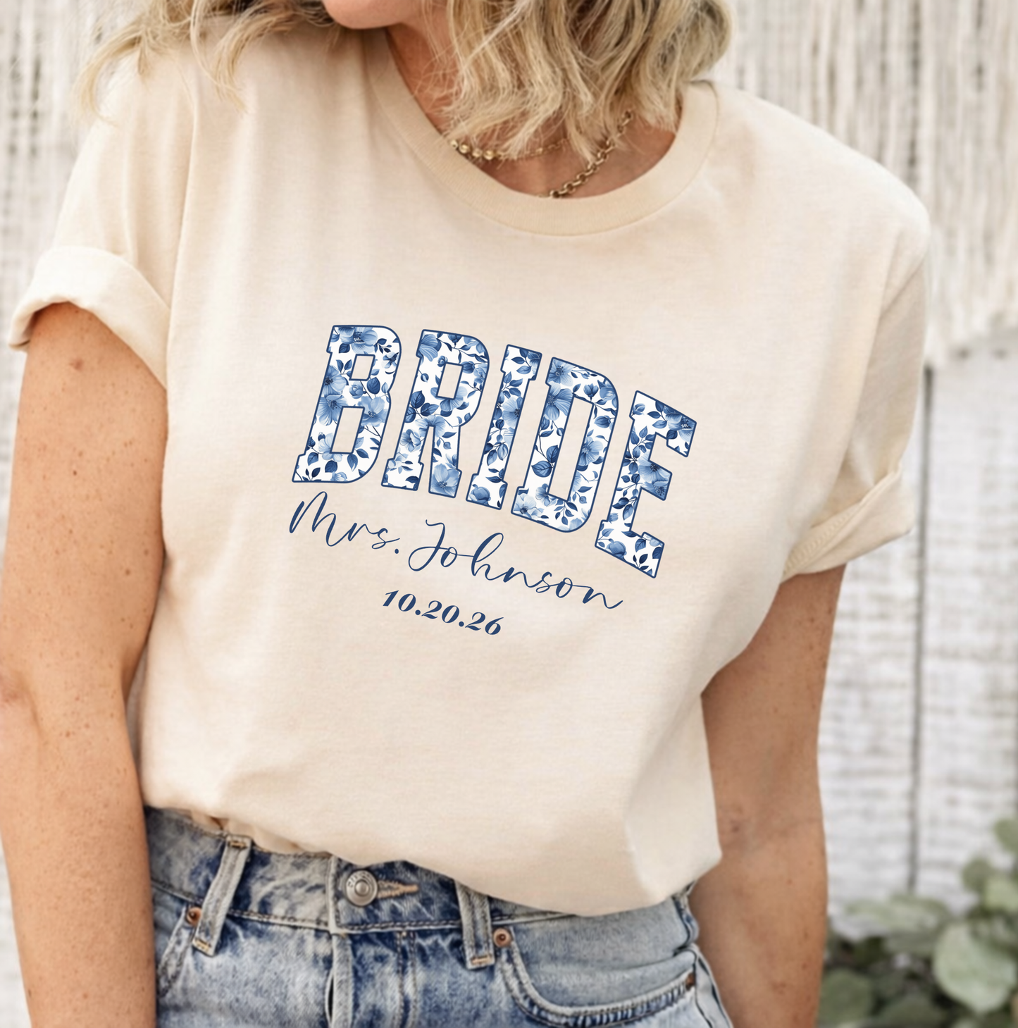 Comfort Colors Bride Shirt – Personalized Floral Wedding Tee, Bridal Shower Gift for Future Mrs