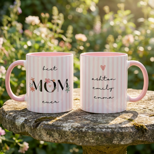 Best Mom Ever Personalized Mug – Custom Coffee Cup with Kids Names, Mother’s Day Gift for Mom