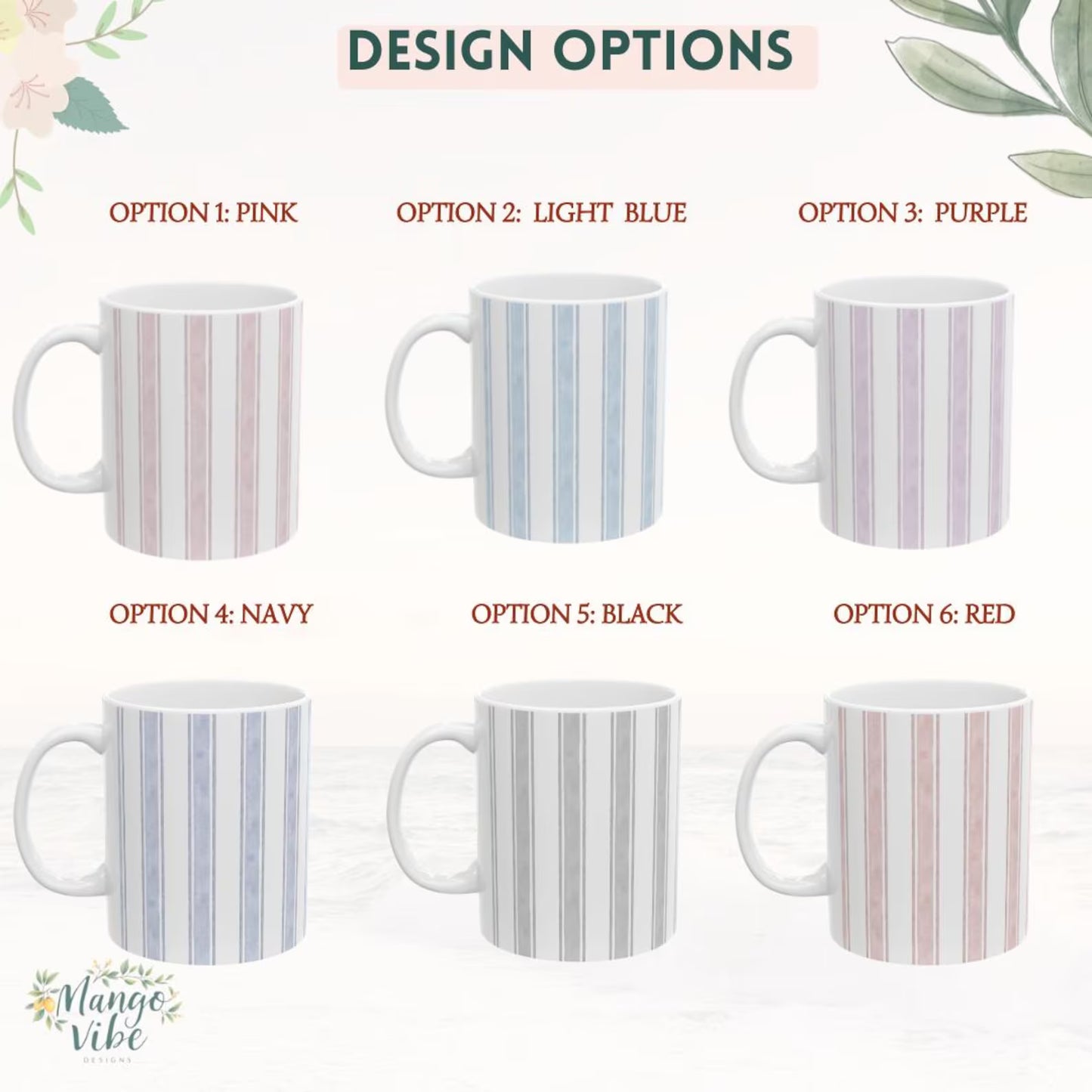 Chapter 50 Mug – 50th Birthday Gift for Her, Cute Striped Coffee Cup, Aesthetic Pink Blue Birthday Mug