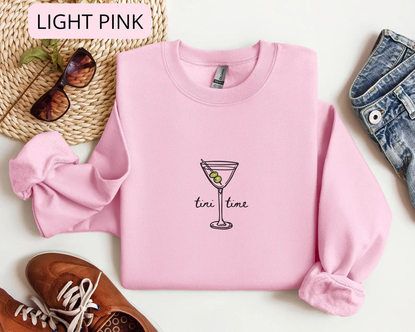 Tini Time Sweatshirt – Martini Graphic Crewneck, Cute Cocktail Sweater for Girls Night Outfit
