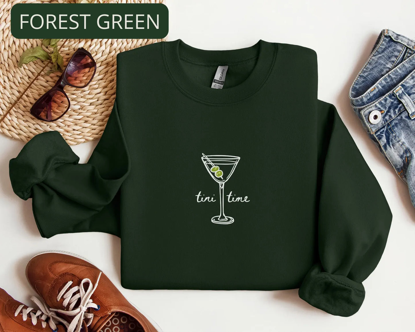 Tini Time Sweatshirt – Martini Graphic Crewneck, Cute Cocktail Sweater for Girls Night Outfit