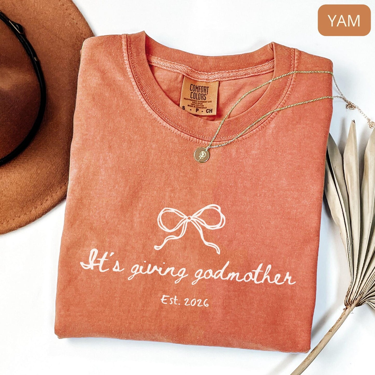 Comfort Colors Godmother Shirt – It’s Giving Godmother Tee, Baptism Gift, Coquette Bow Shirt