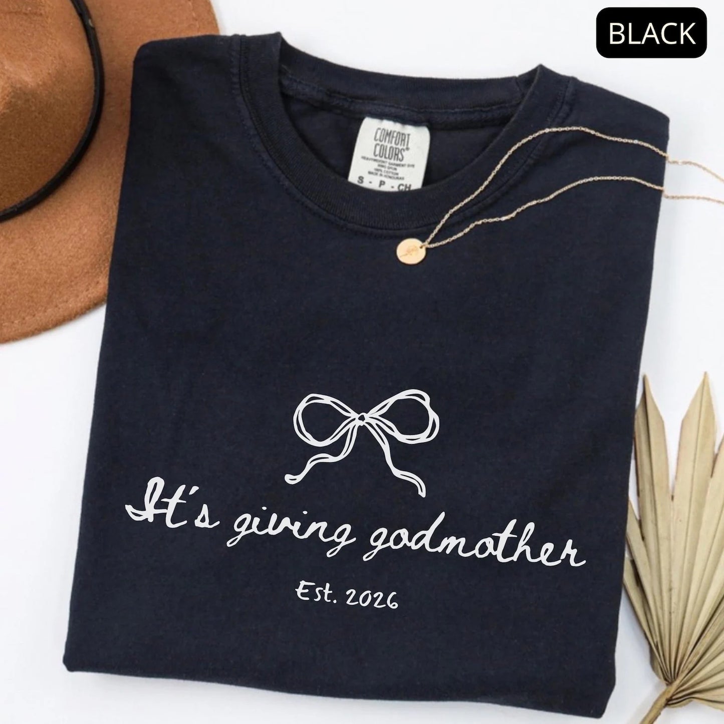 Comfort Colors Godmother Shirt – It’s Giving Godmother Tee, Baptism Gift, Coquette Bow Shirt