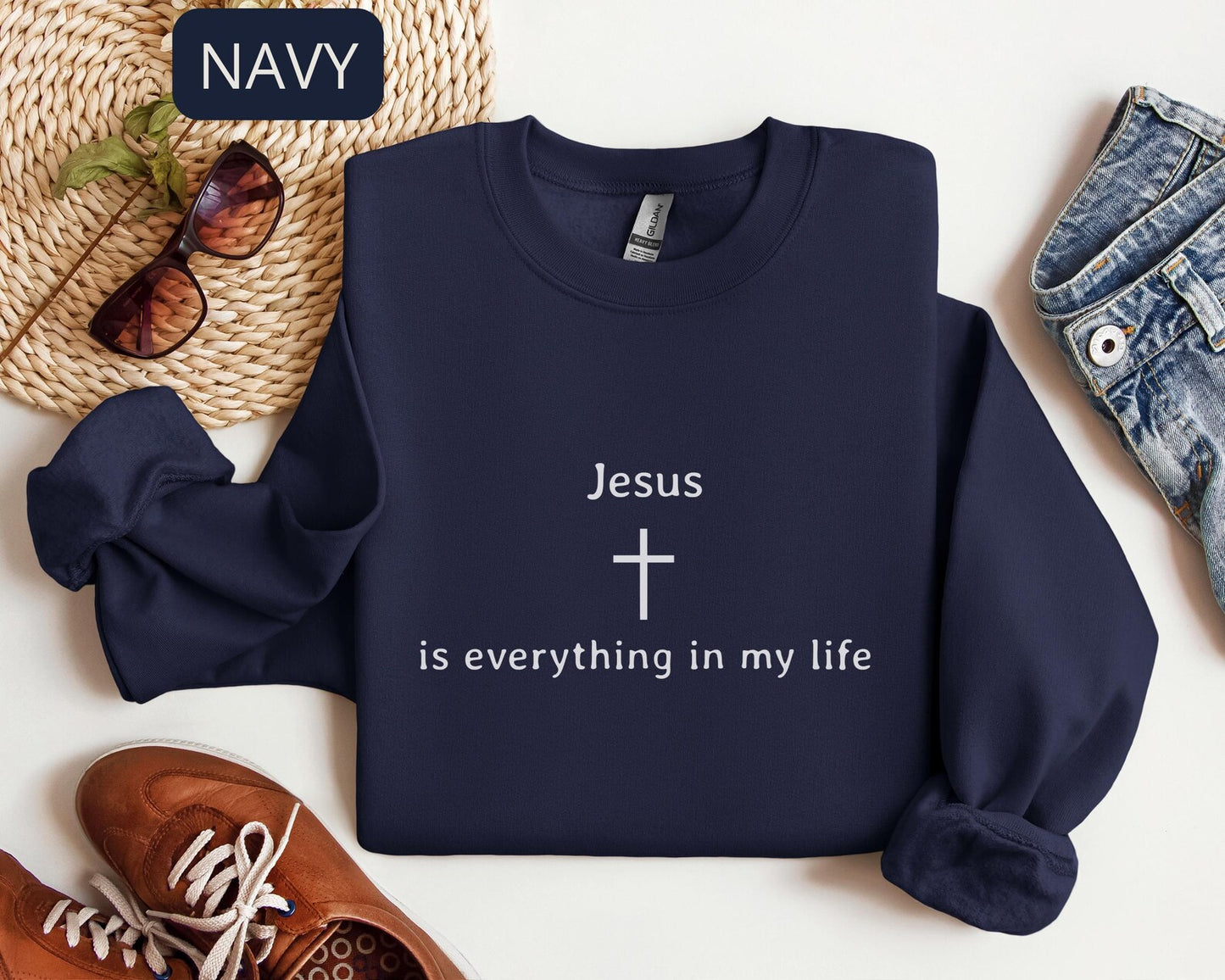 Jesus Is Everything in My Life Sweatshirt – Christian Aesthetic Faith Based Crewneck