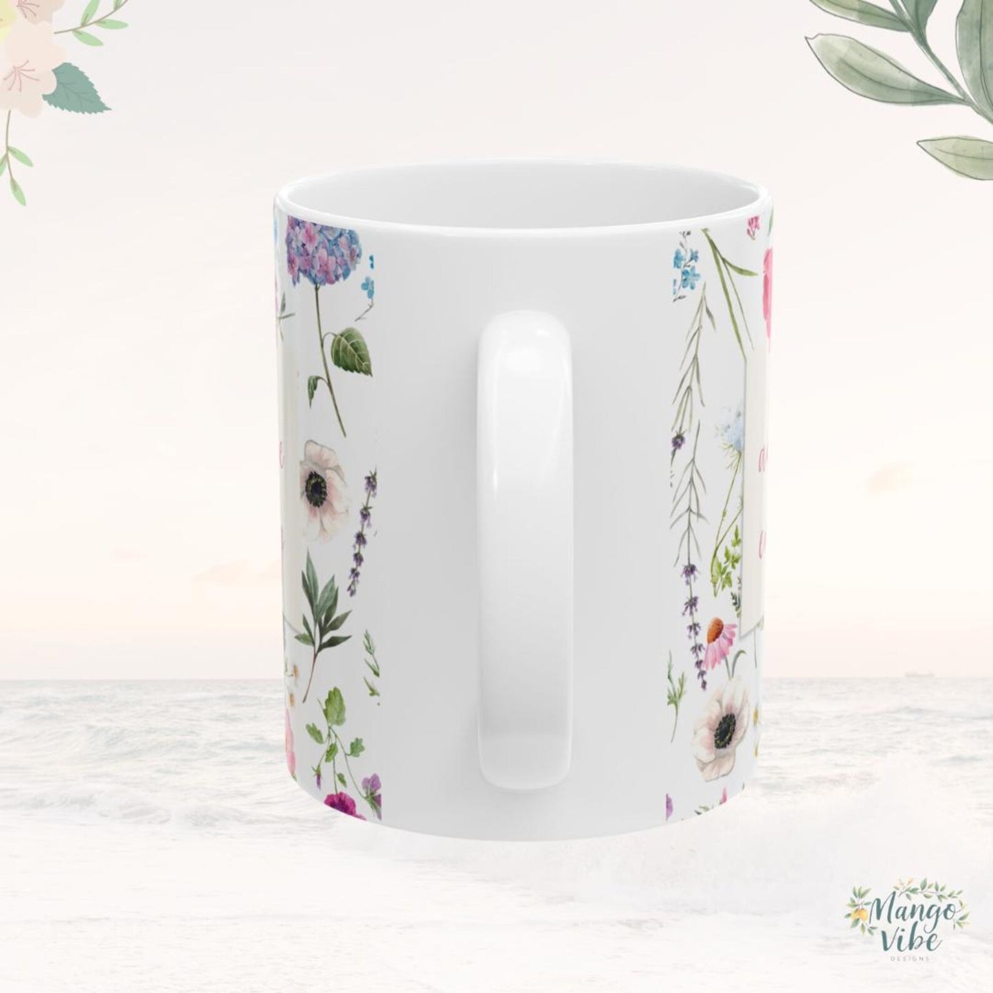 Personalized Mama Mug with Child Name – Floral Pink Coffee Mug, Custom Mother’s Day Gift for Mom