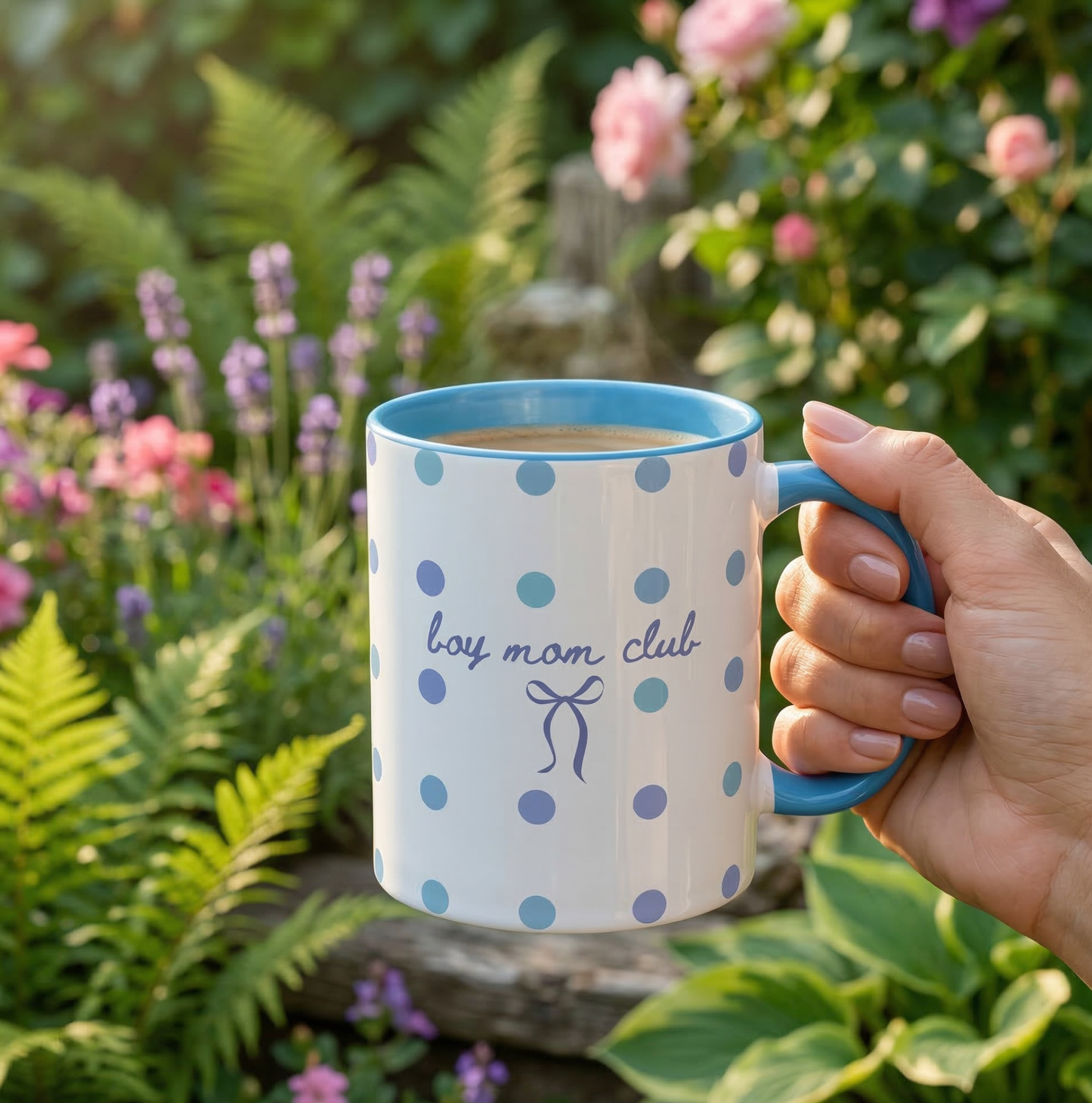 Boy Mom Club Mug – Polka Dot Coffee Mug for Moms