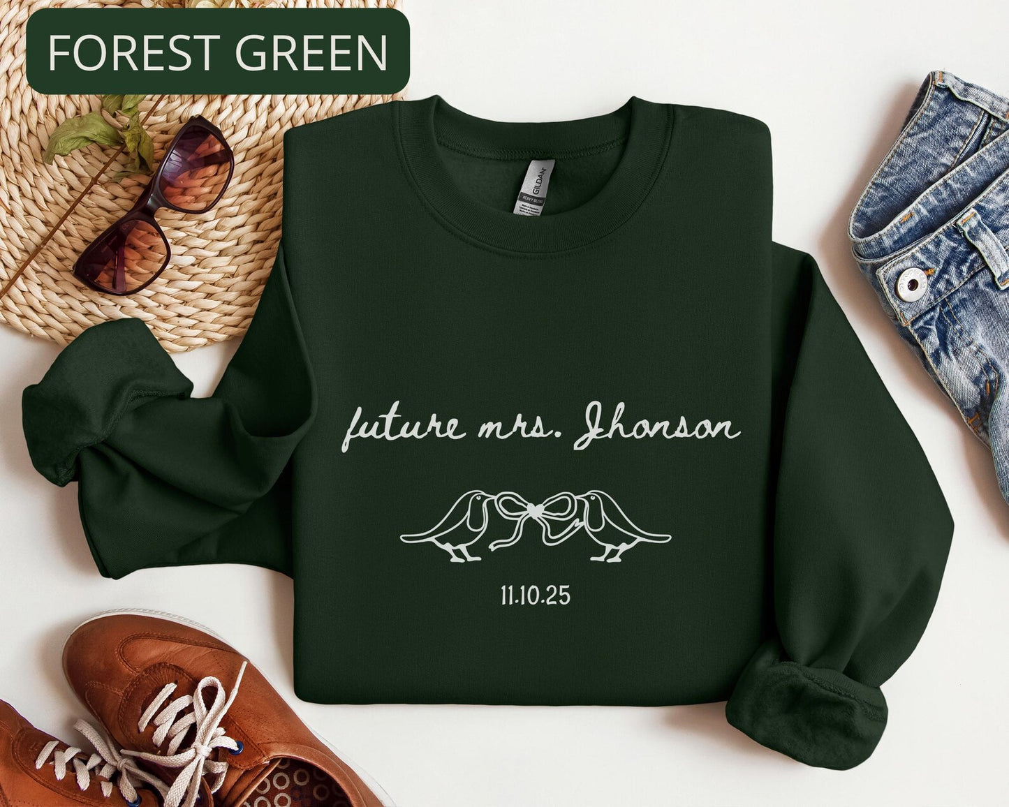 Future Mrs Sweatshirt – Bride To Be Crewneck with Custom Last Name, Bridal Shower Gift for Her
