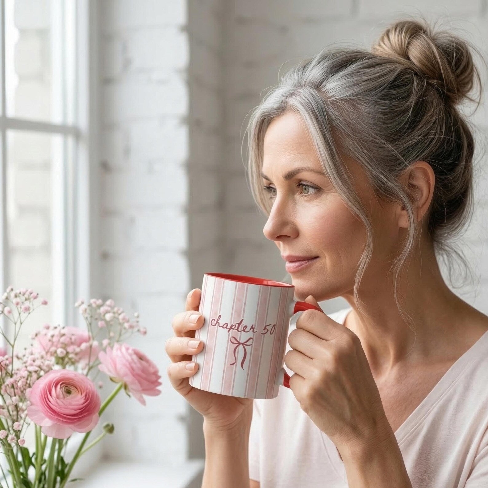 pastel striped chapter 50 mug 50 years old birthday gift for women