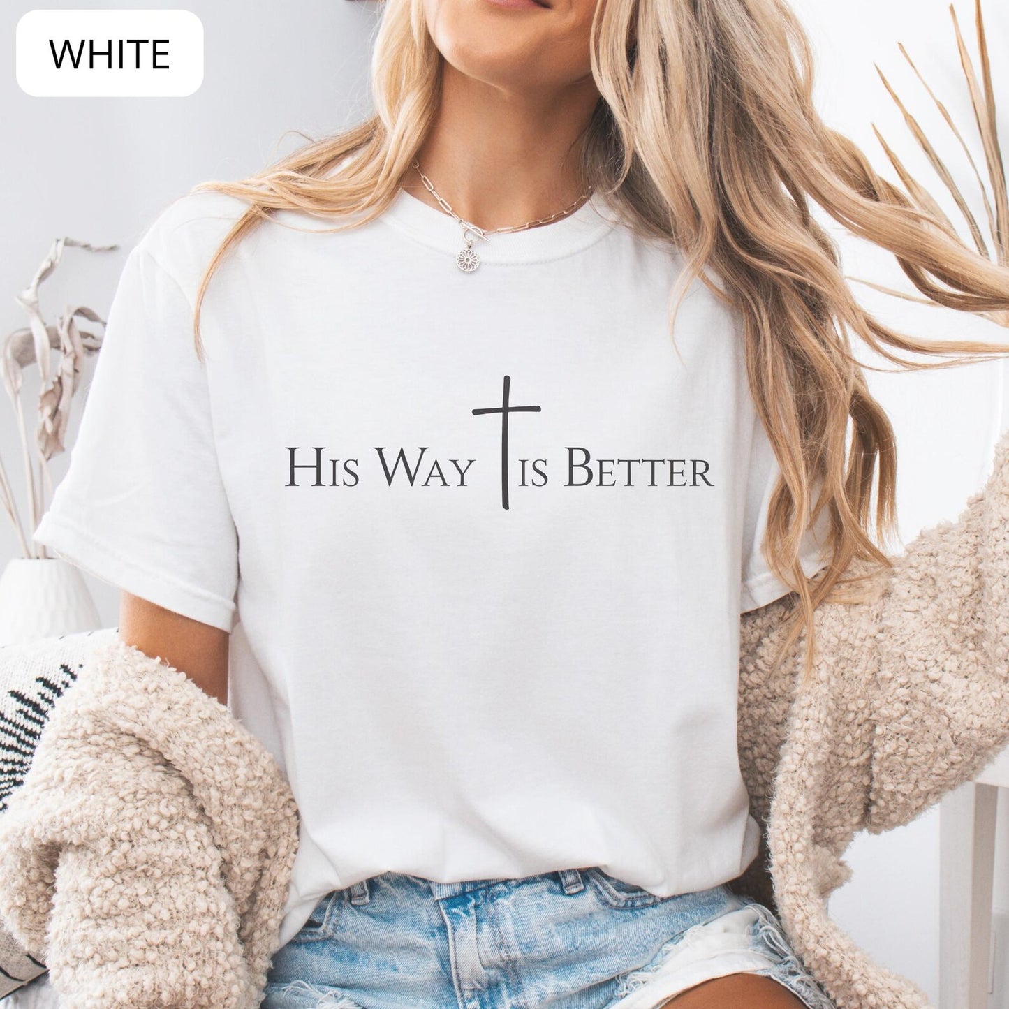 Christian apparel ivory shirt with inspirational message and soft fabric