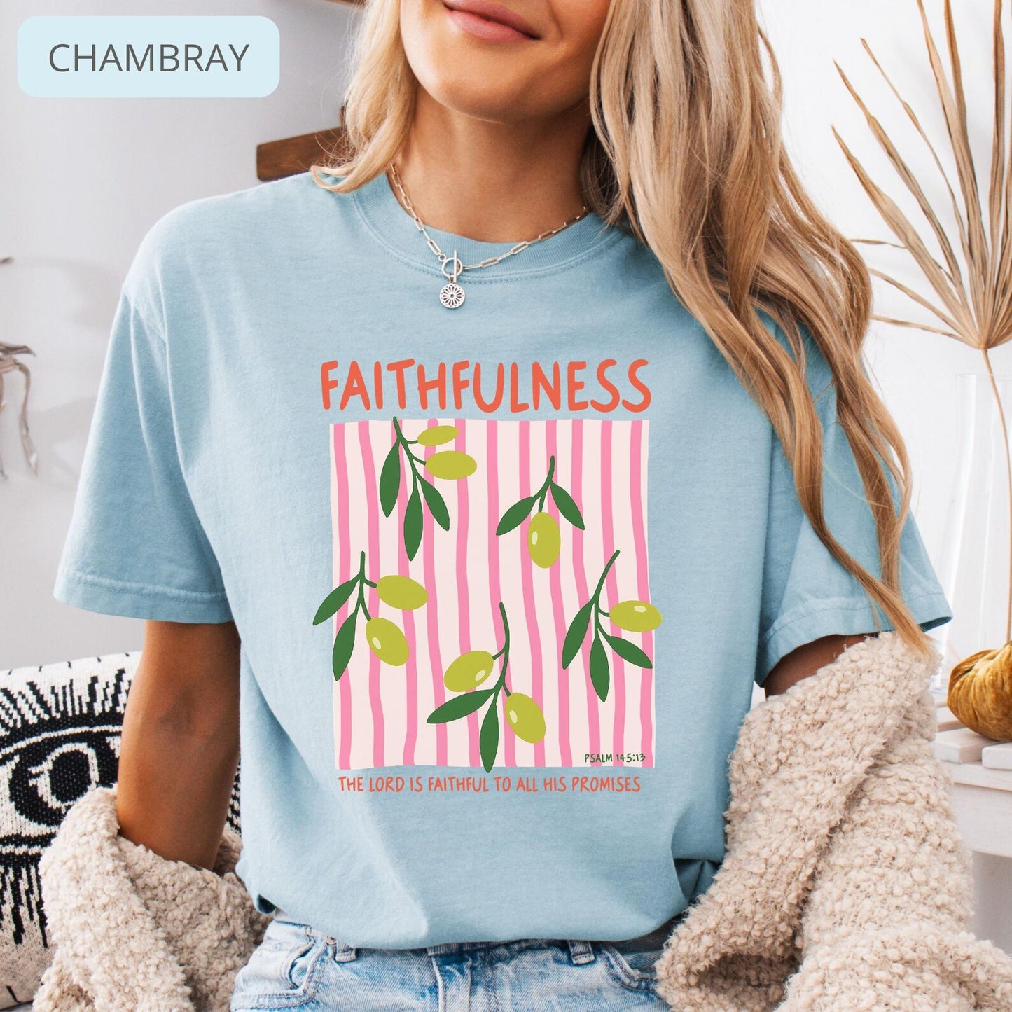 Faithfulness Christian T-Shirt – Floral Bible Verse Tee, Faith Based Shirt for Women