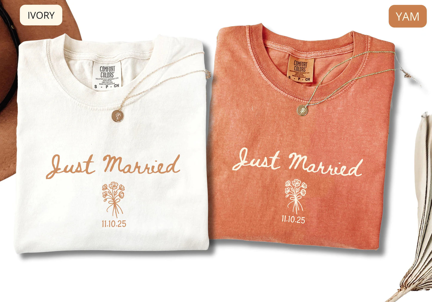 Just Married Comfort Colors Shirt – Newlywed Couple Tee, Honeymoon Shirt, Wedding Gift
