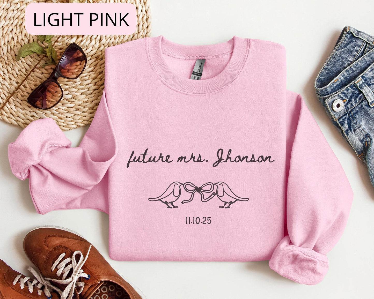 Future Mrs Sweatshirt – Bride To Be Crewneck with Custom Last Name, Bridal Shower Gift for Her