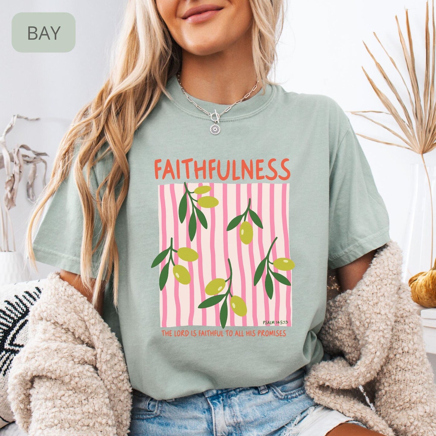 Faithfulness Christian T-Shirt – Floral Bible Verse Tee, Faith Based Shirt for Women