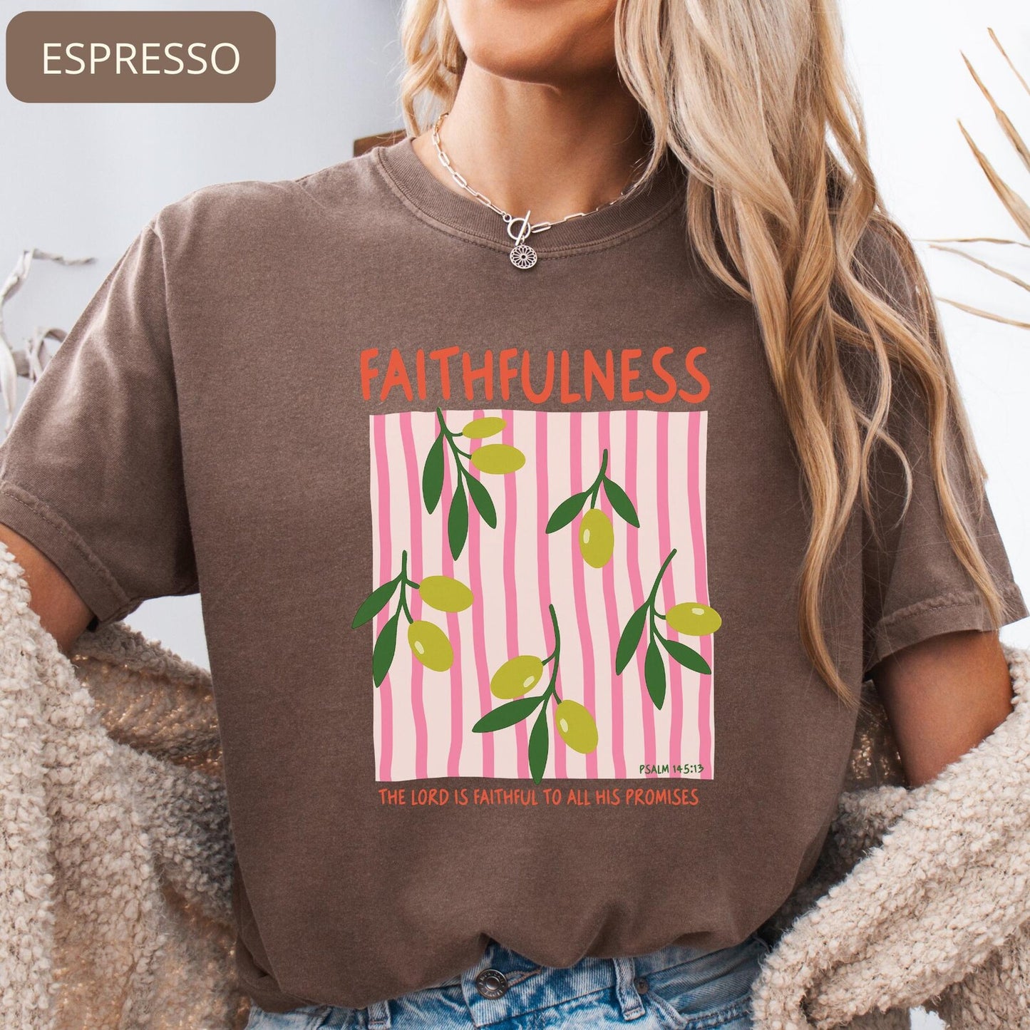 Faithfulness Christian T-Shirt – Floral Bible Verse Tee, Faith Based Shirt for Women