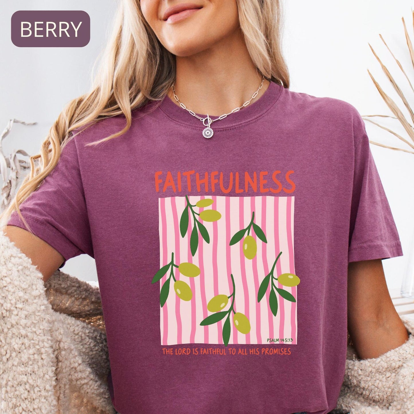 Faithfulness Christian T-Shirt – Floral Bible Verse Tee, Faith Based Shirt for Women