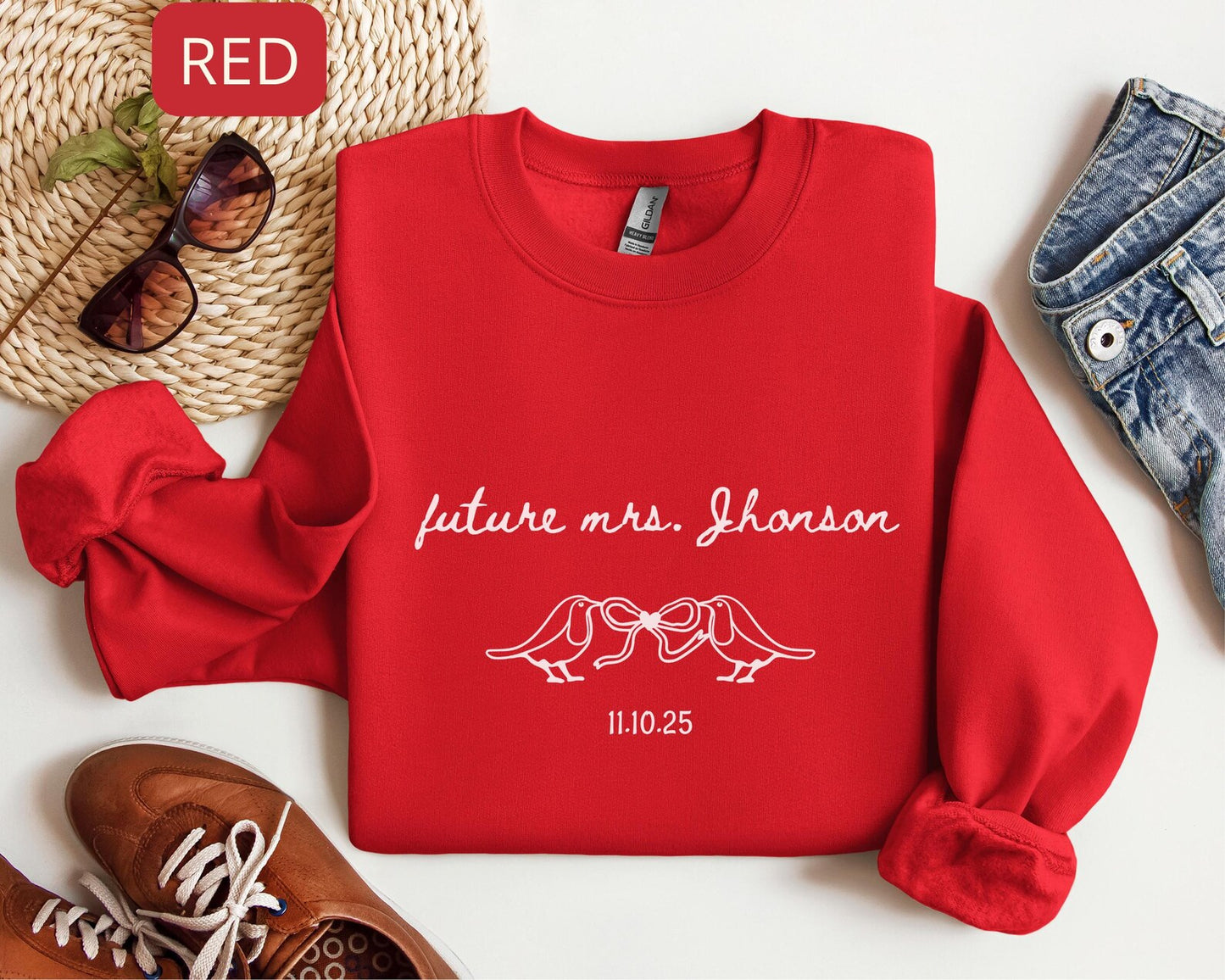 Future Mrs Sweatshirt – Bride To Be Crewneck with Custom Last Name, Bridal Shower Gift for Her