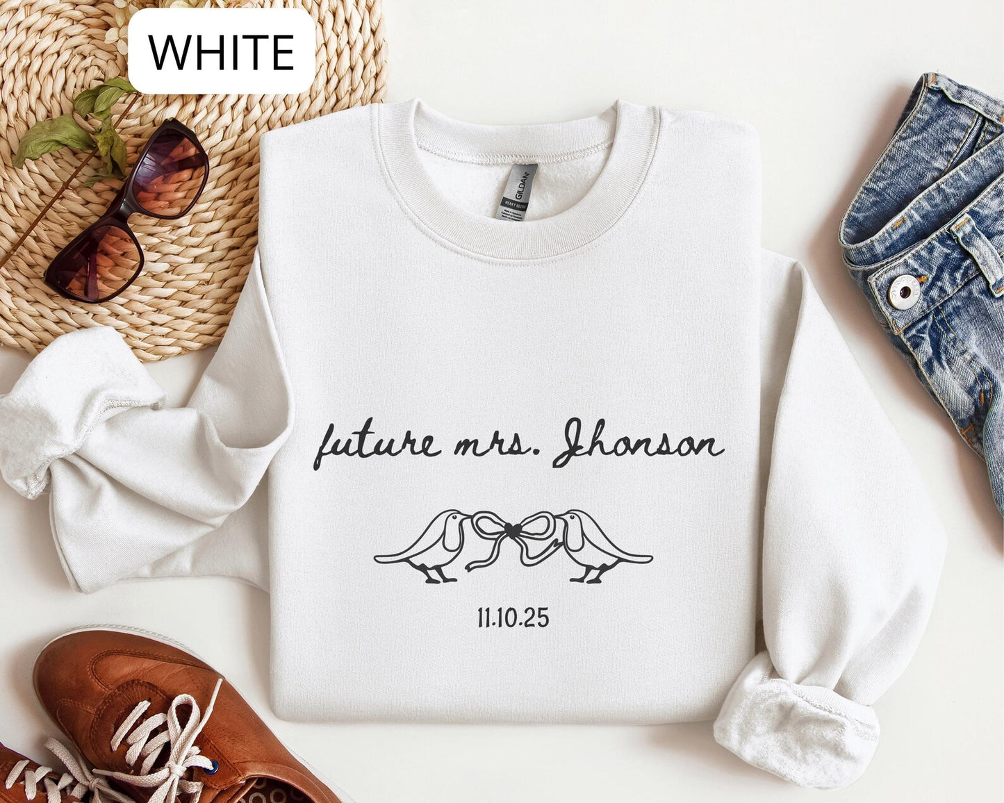 Future Mrs Sweatshirt – Bride To Be Crewneck with Custom Last Name, Bridal Shower Gift for Her