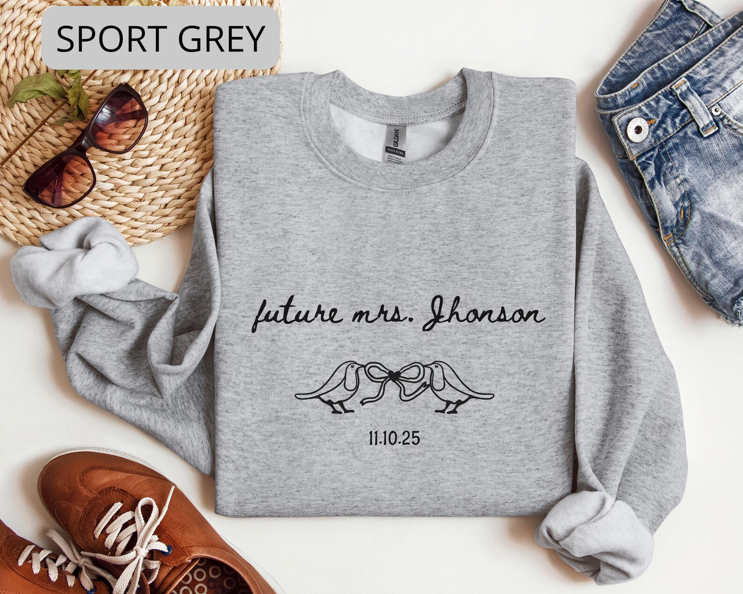 Future Mrs Sweatshirt – Bride To Be Crewneck with Custom Last Name, Bridal Shower Gift for Her