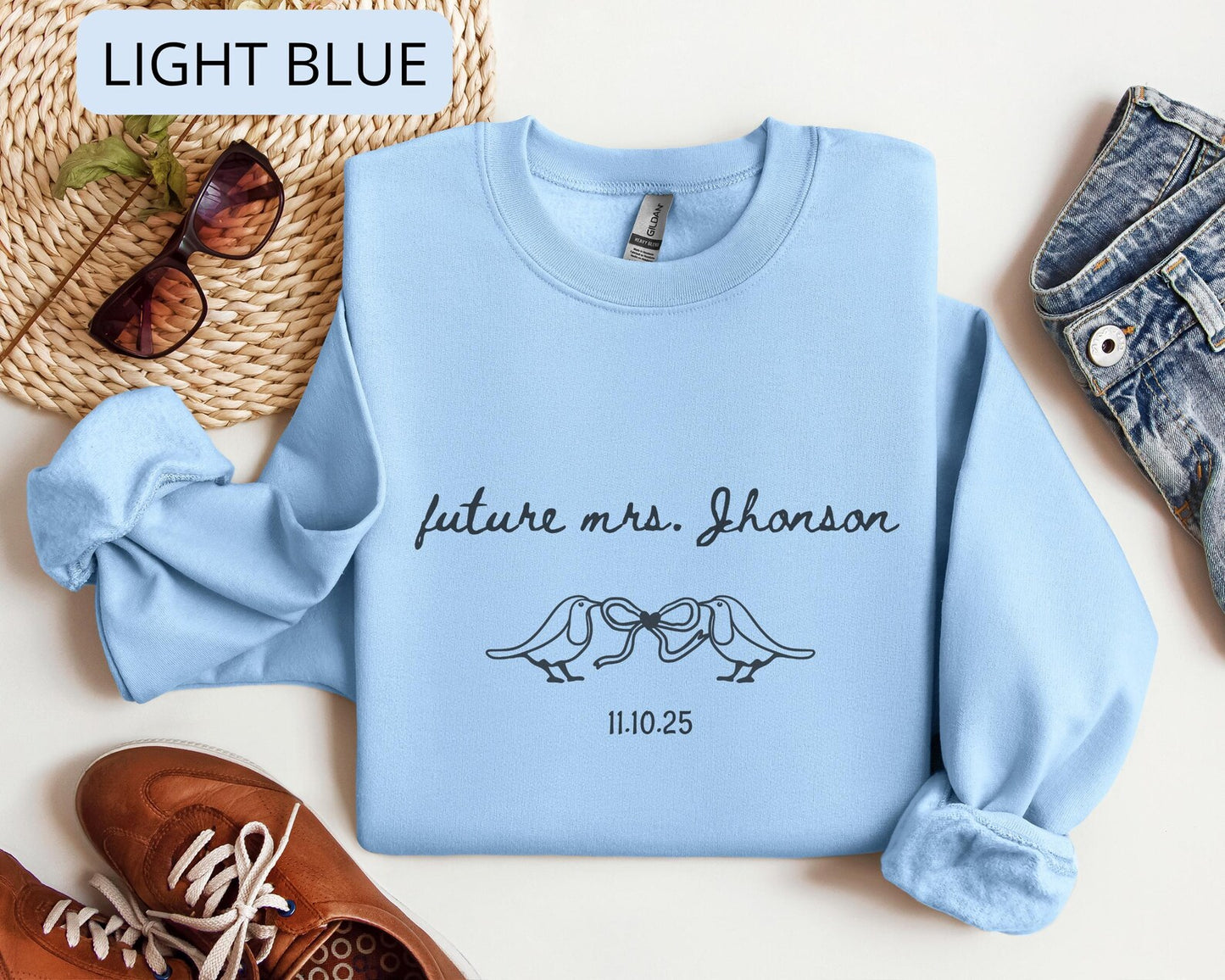 Future Mrs Sweatshirt – Bride To Be Crewneck with Custom Last Name, Bridal Shower Gift for Her