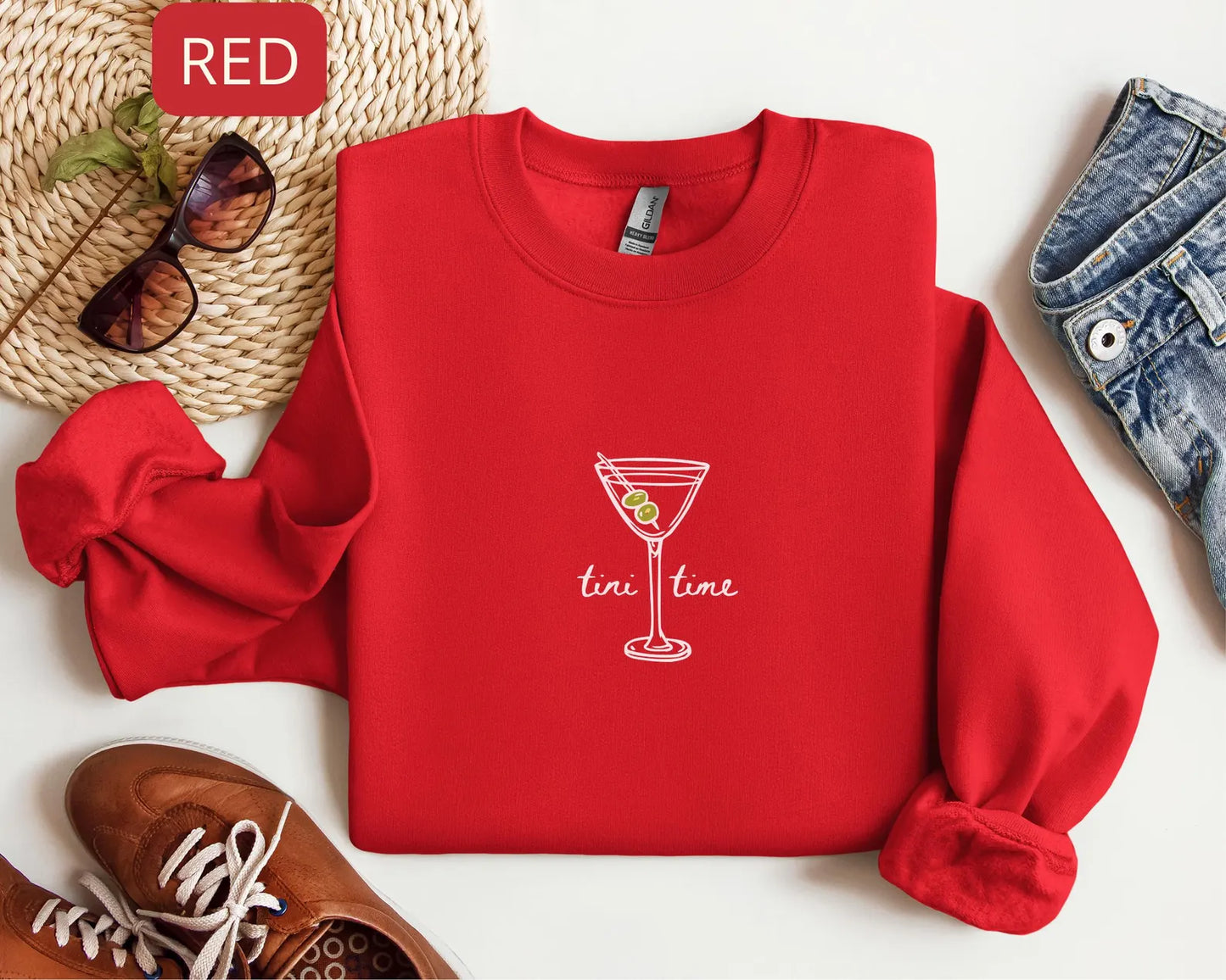 Tini Time Sweatshirt – Martini Graphic Crewneck, Cute Cocktail Sweater for Girls Night Outfit