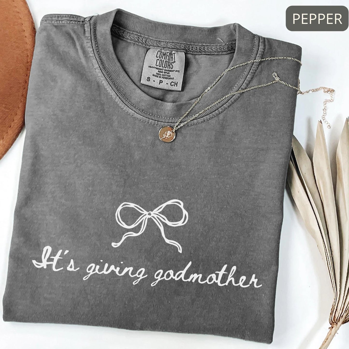 Comfort Colors Godmother Shirt – It’s Giving Godmother Tee, Baptism Gift, Coquette Bow Shirt