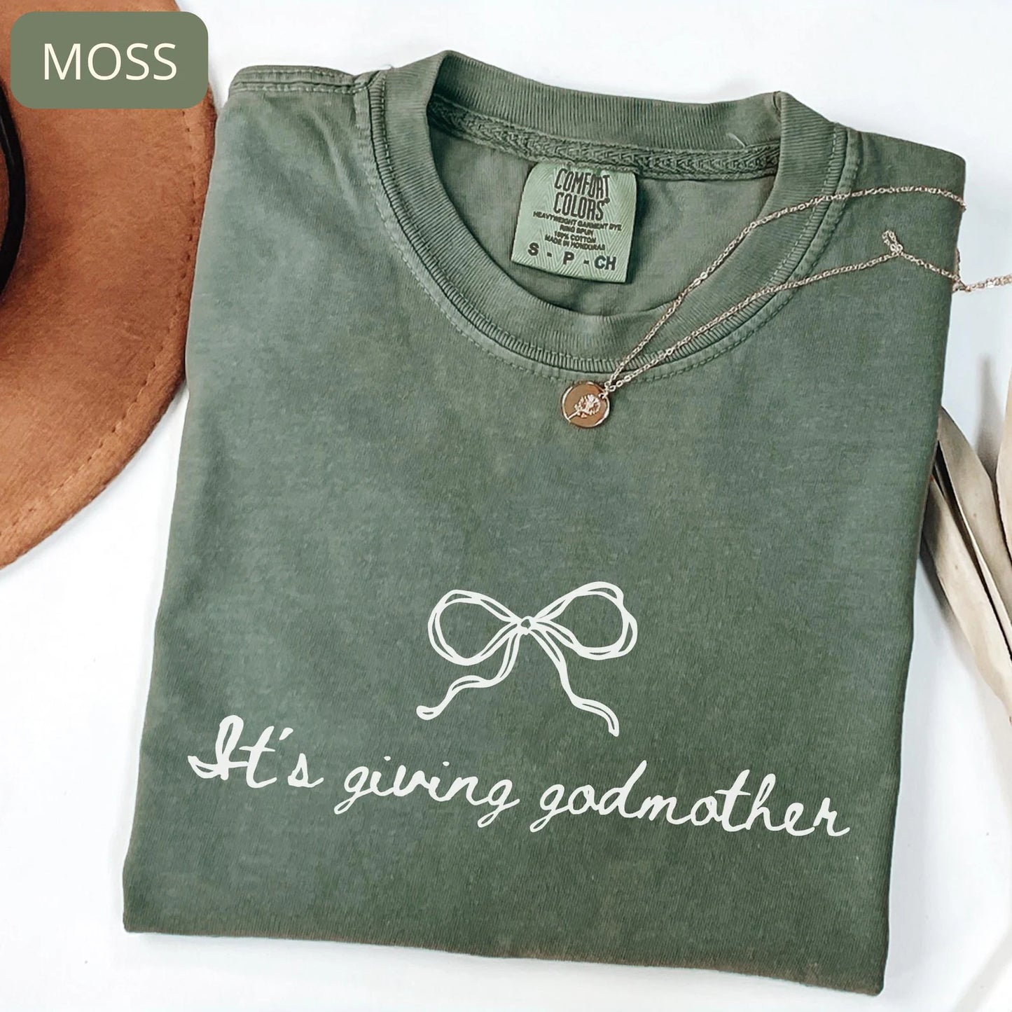 Comfort Colors Godmother Shirt – It’s Giving Godmother Tee, Baptism Gift, Coquette Bow Shirt