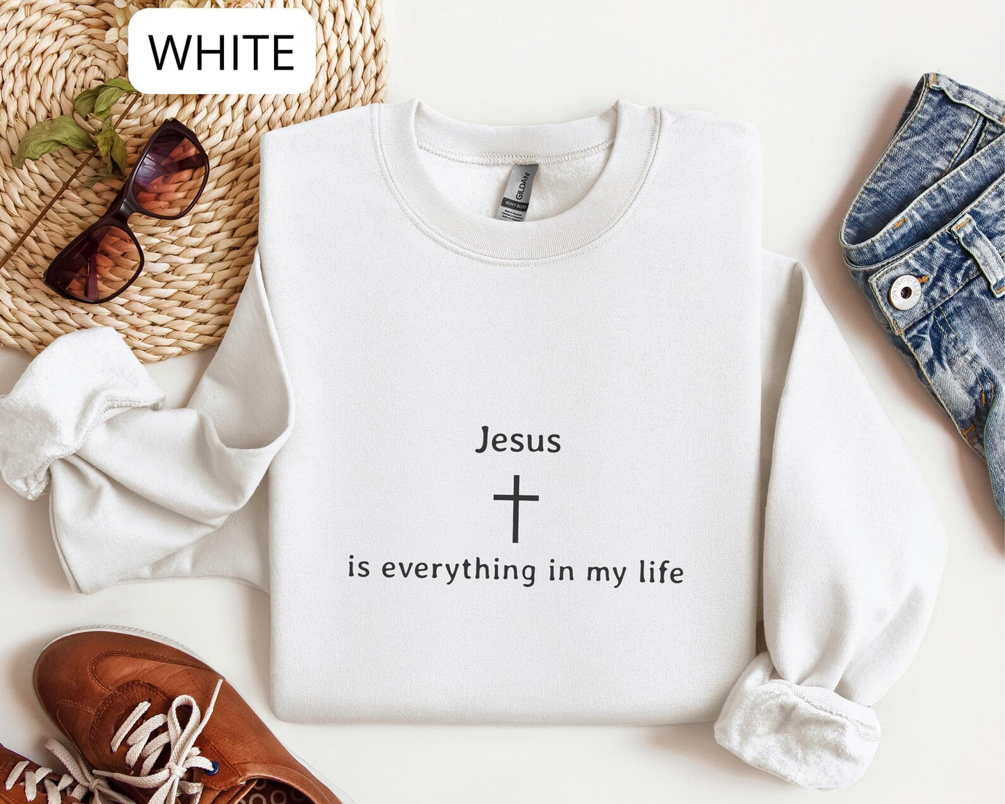 Jesus Is Everything in My Life Sweatshirt – Christian Aesthetic Faith Based Crewneck