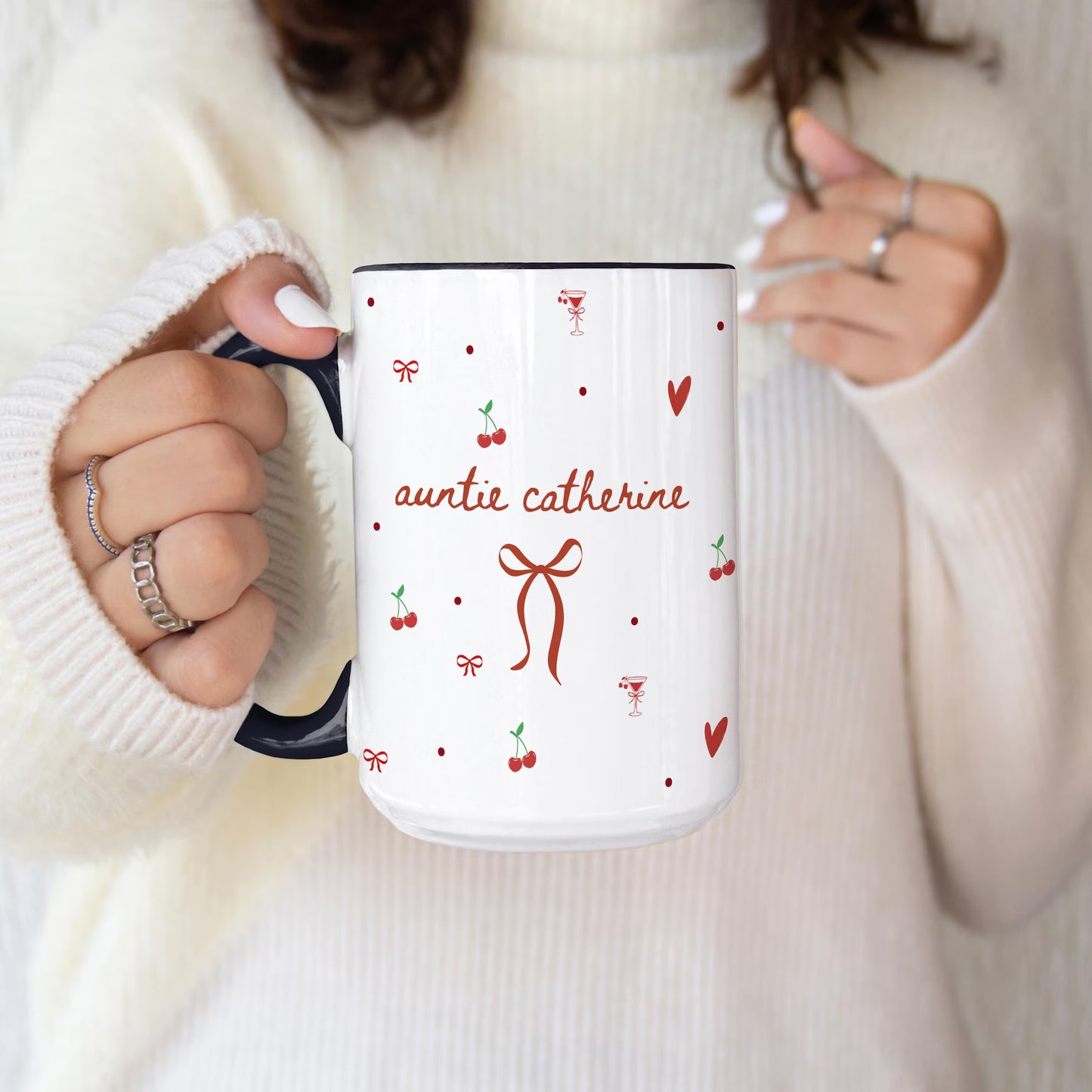 Custom Auntie Mug – Personalized Name Coffee Cup, Pregnancy Reveal Gift for New Aunt