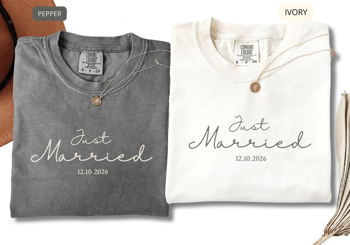 Comfort Colors Just Married Shirt – Wedding Tee for Bride and Groom, Honeymoon Newlywed Gift