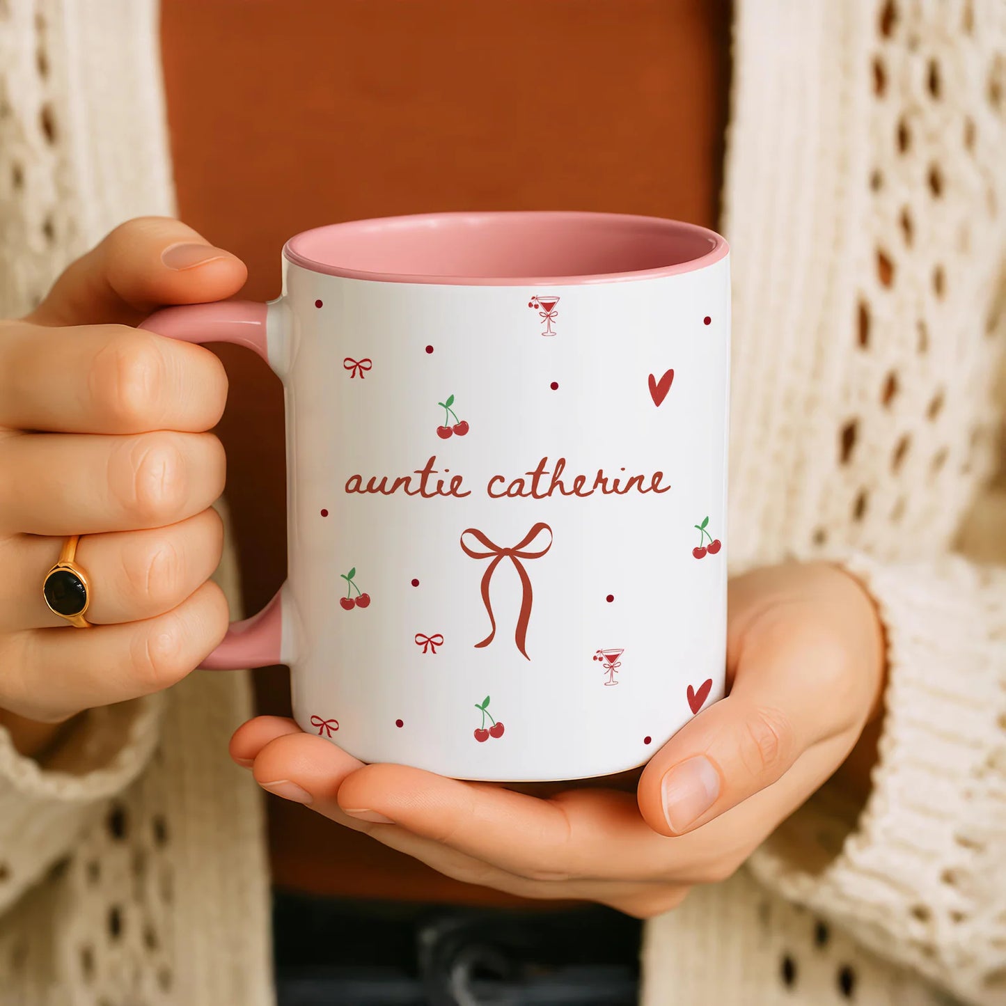 Custom Auntie Mug – Personalized Name Coffee Cup, Pregnancy Reveal Gift for New Aunt