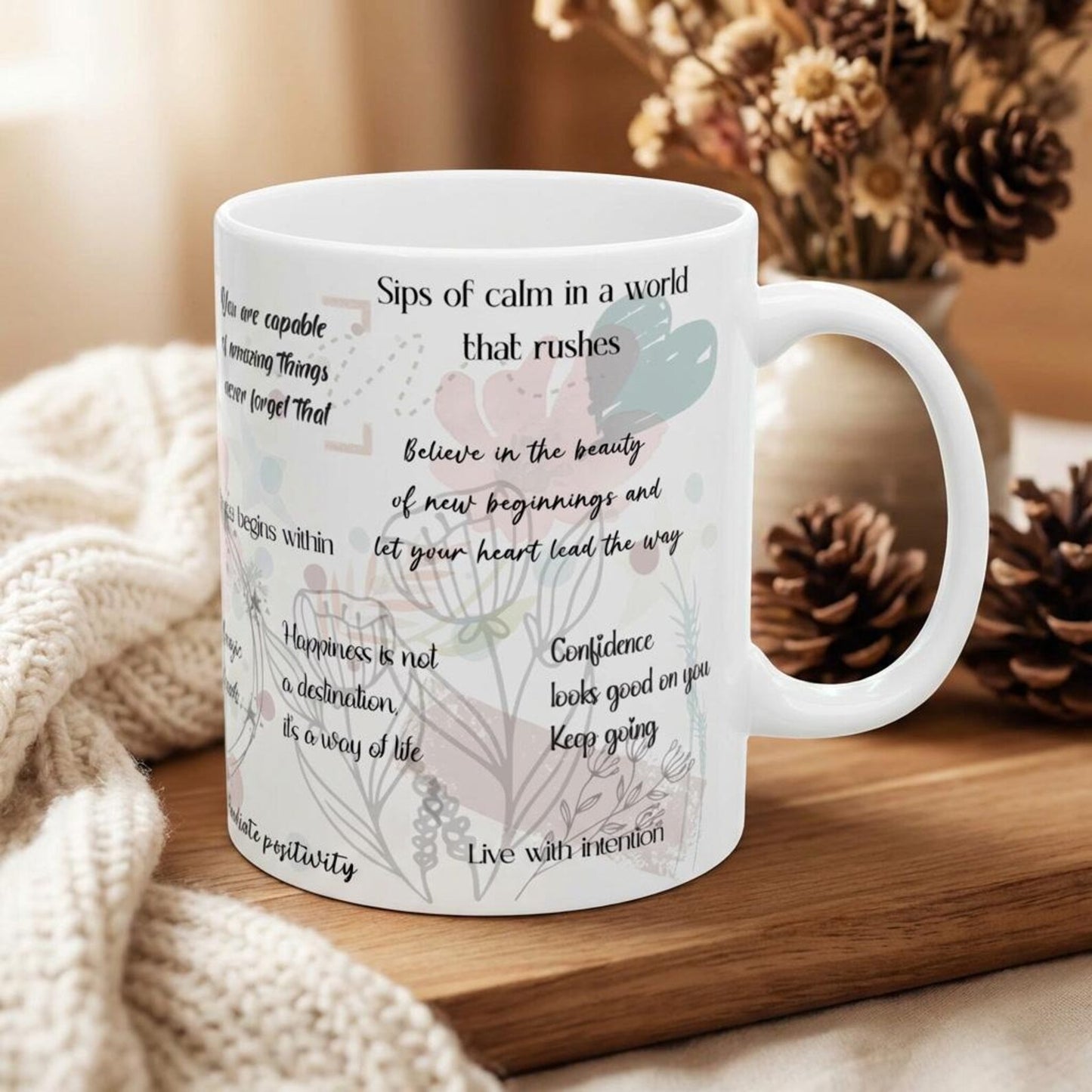 Mental Health Affirmation Mug – Daily Positive Quotes Coffee Cup, Self Care Gift for Women