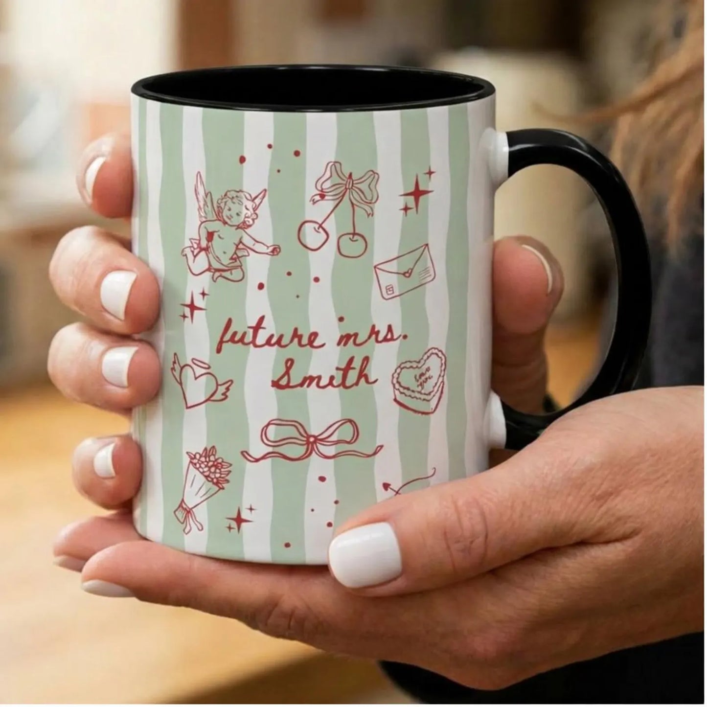 Future Mrs Personalized Mug – Bride To Be Coffee Cup with Custom Last Name, Engagement Gift