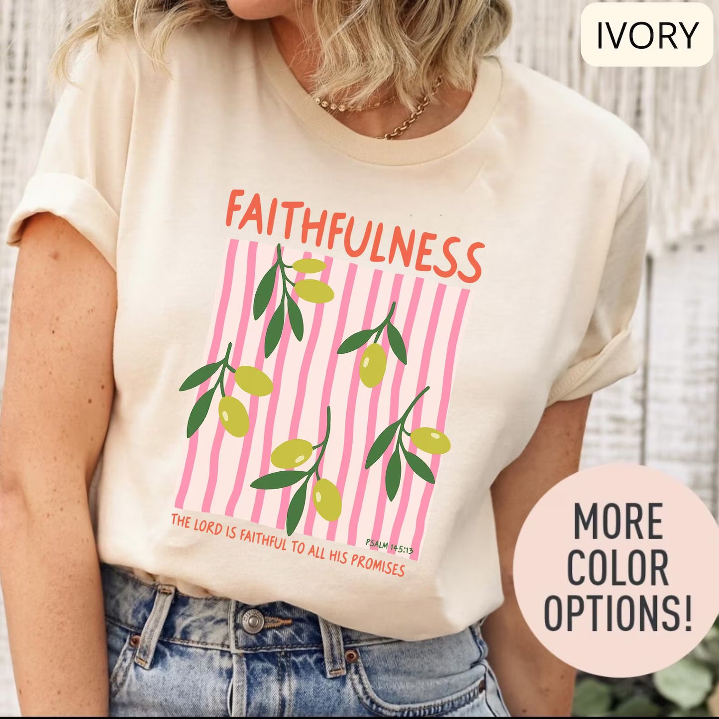 Faithfulness Christian T-Shirt – Floral Bible Verse Tee, Faith Based Shirt for Women