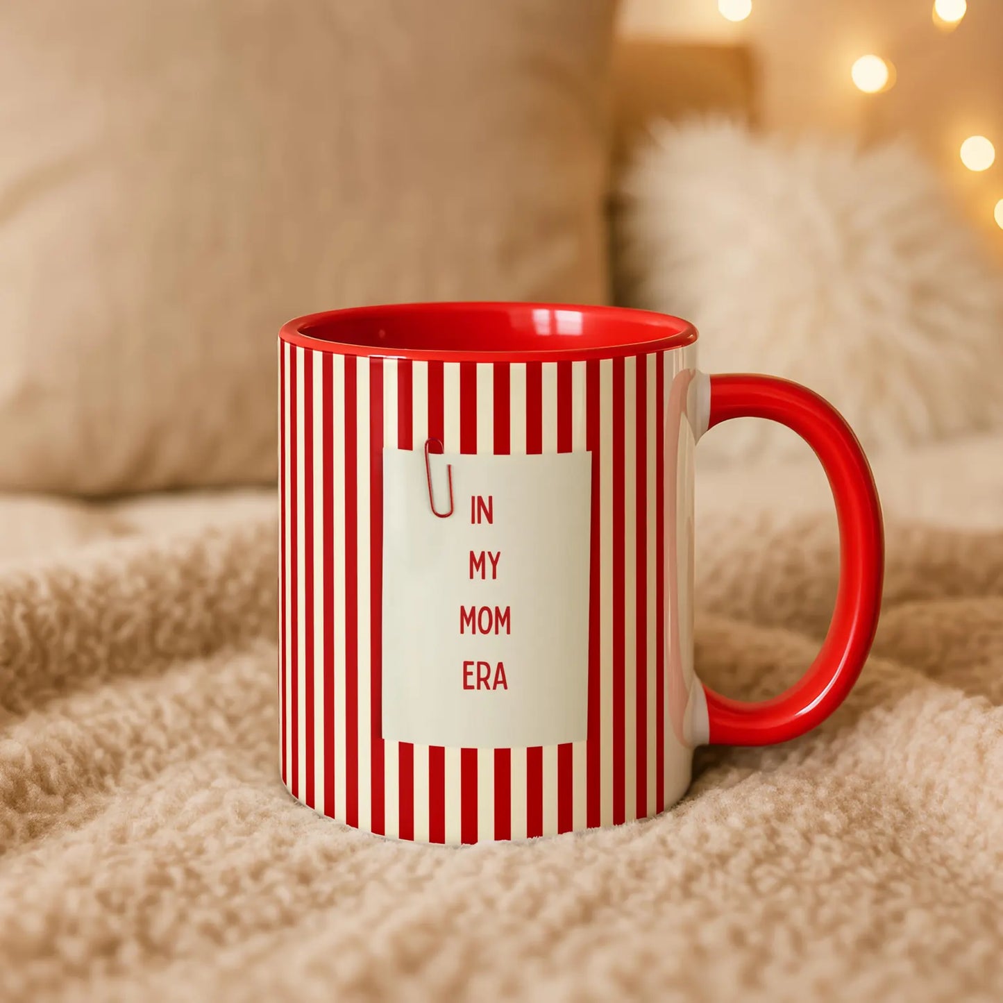 In My Mom Era Mug – Red Striped Coffee Mug for Moms