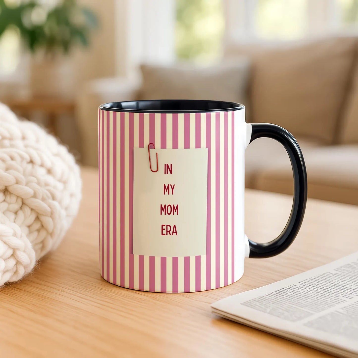 In My Mom Era Mug – Red Striped Coffee Mug for Moms