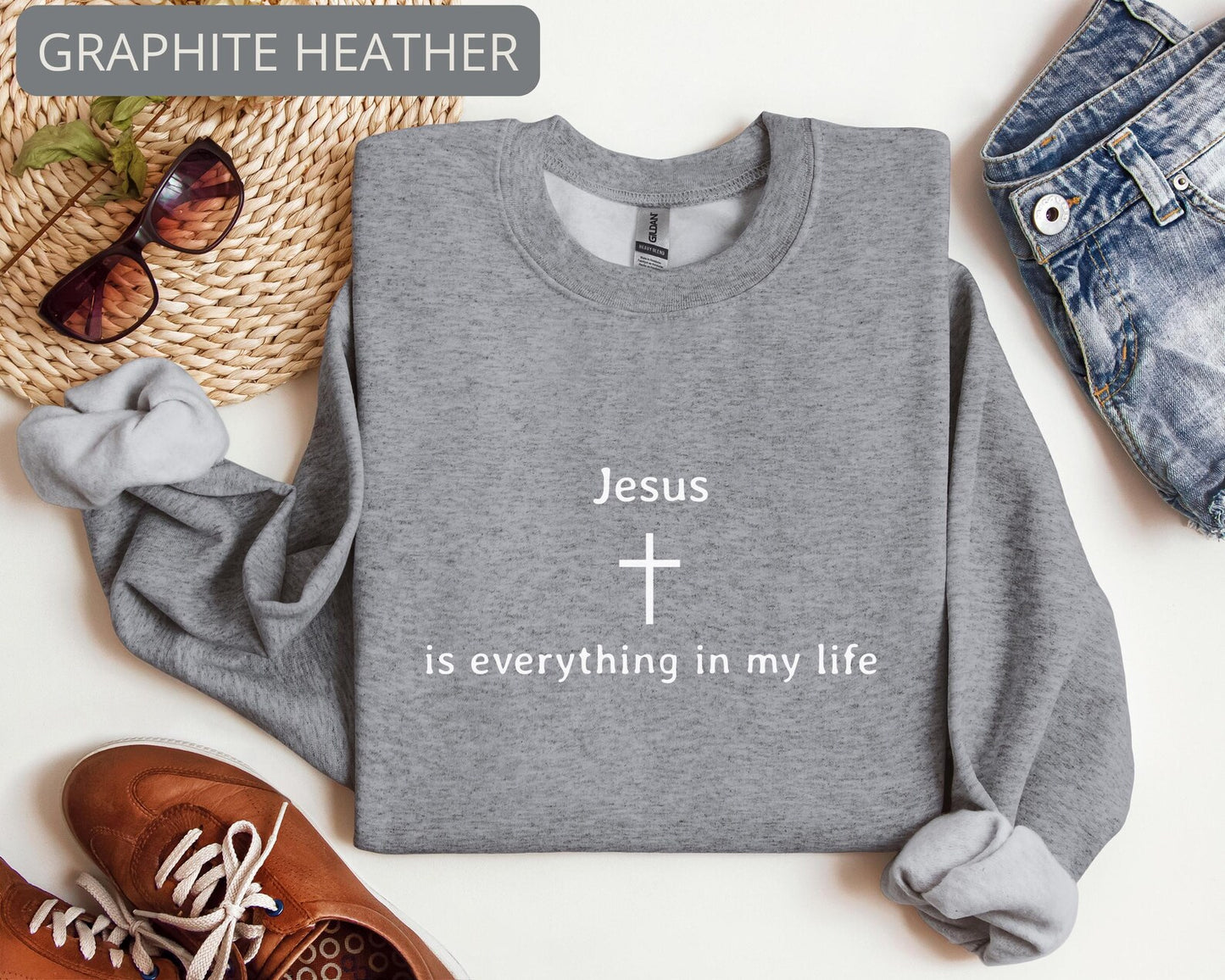 Jesus Is Everything in My Life Sweatshirt – Christian Aesthetic Faith Based Crewneck