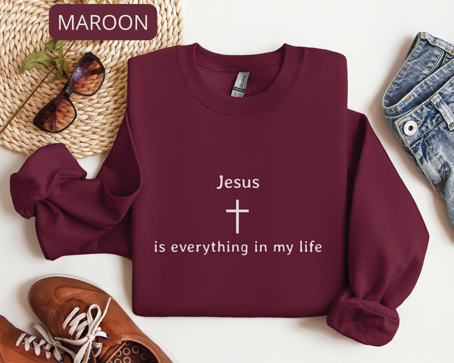 Jesus Is Everything in My Life Sweatshirt – Christian Aesthetic Faith Based Crewneck