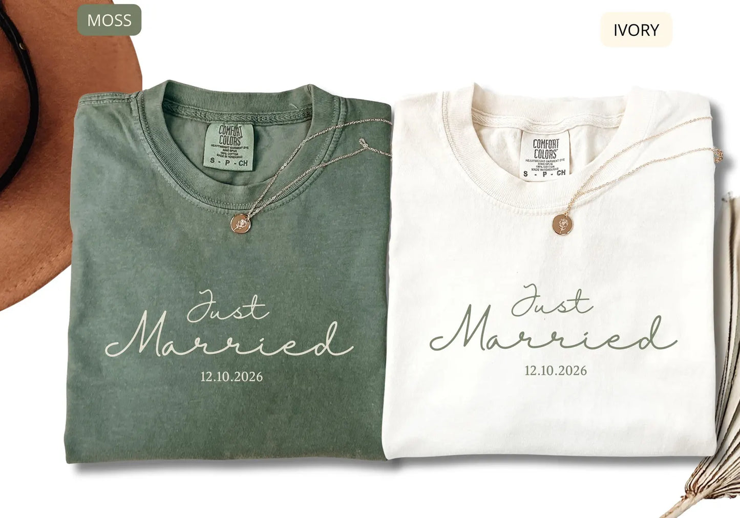 Comfort Colors Just Married Shirt – Wedding Tee for Bride and Groom, Honeymoon Newlywed Gift