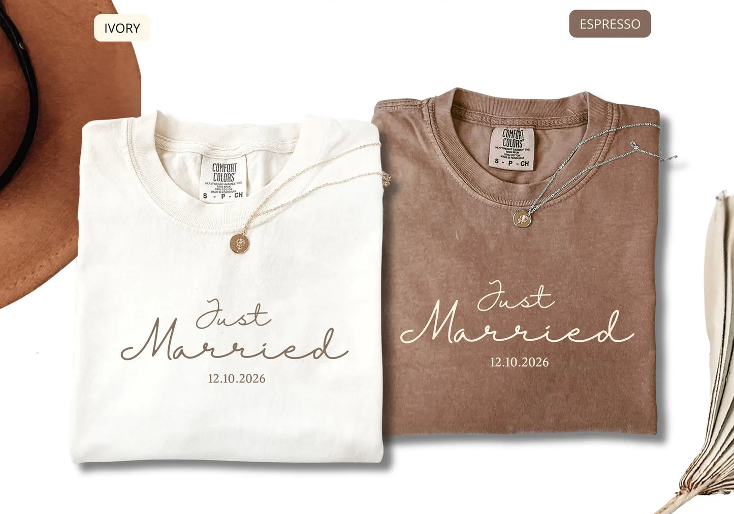 Comfort Colors Just Married Shirt – Wedding Tee for Bride and Groom, Honeymoon Newlywed Gift
