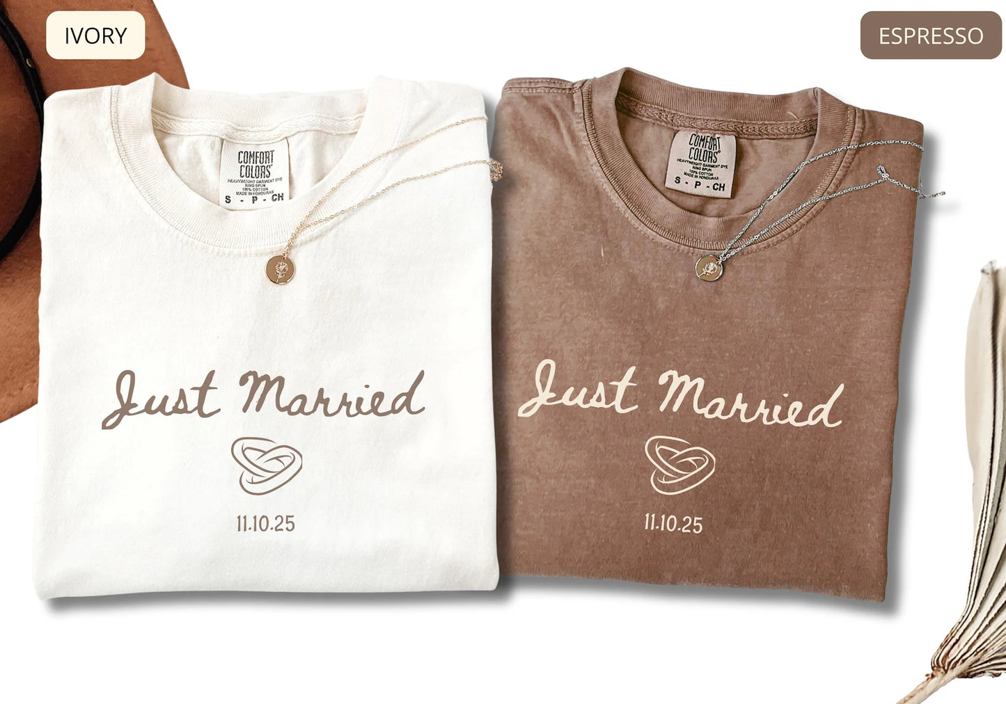 Just Married Comfort Colors Shirt – Newlywed Couple Tee, Honeymoon Shirt, Wedding Gift