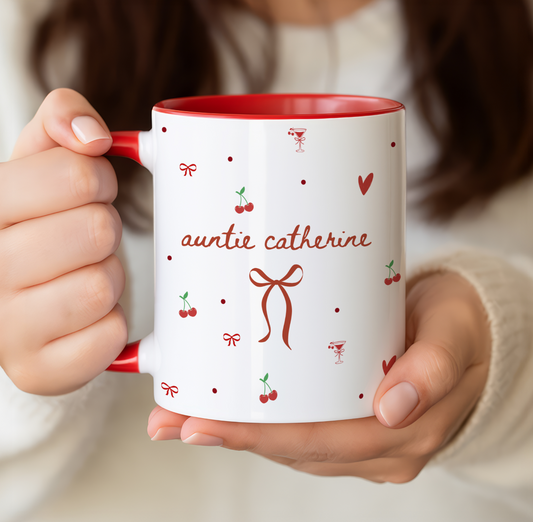 Custom Auntie Mug – Personalized Name Coffee Cup, Pregnancy Reveal Gift for New Aunt