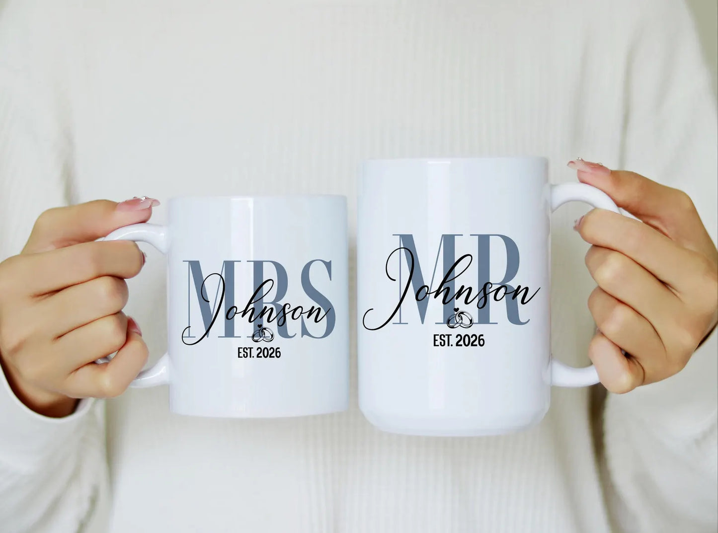 Personalized Mr and Mrs Mug, Custom Wedding Gift for Couple, Newlywed Coffee Cups, Engagement Gift, Bridal Shower Present