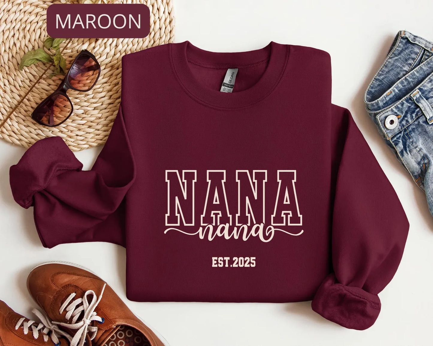 Custom Nana Sweatshirt – Personalized Grandma Crewneck, Nana Gift, New Grandma Gift, Pregnancy Reveal Gift, Cozy Nana Sweater