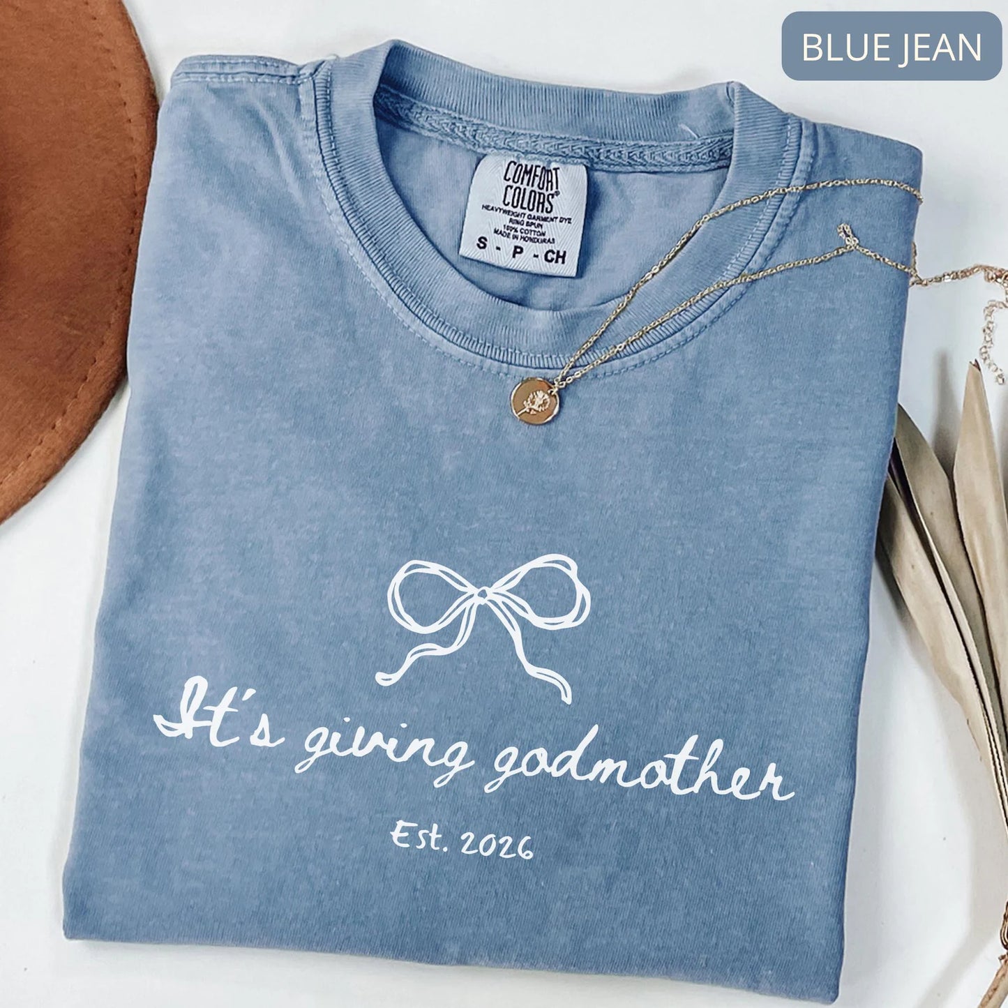 Comfort Colors Godmother Shirt – It’s Giving Godmother Tee, Baptism Gift, Coquette Bow Shirt