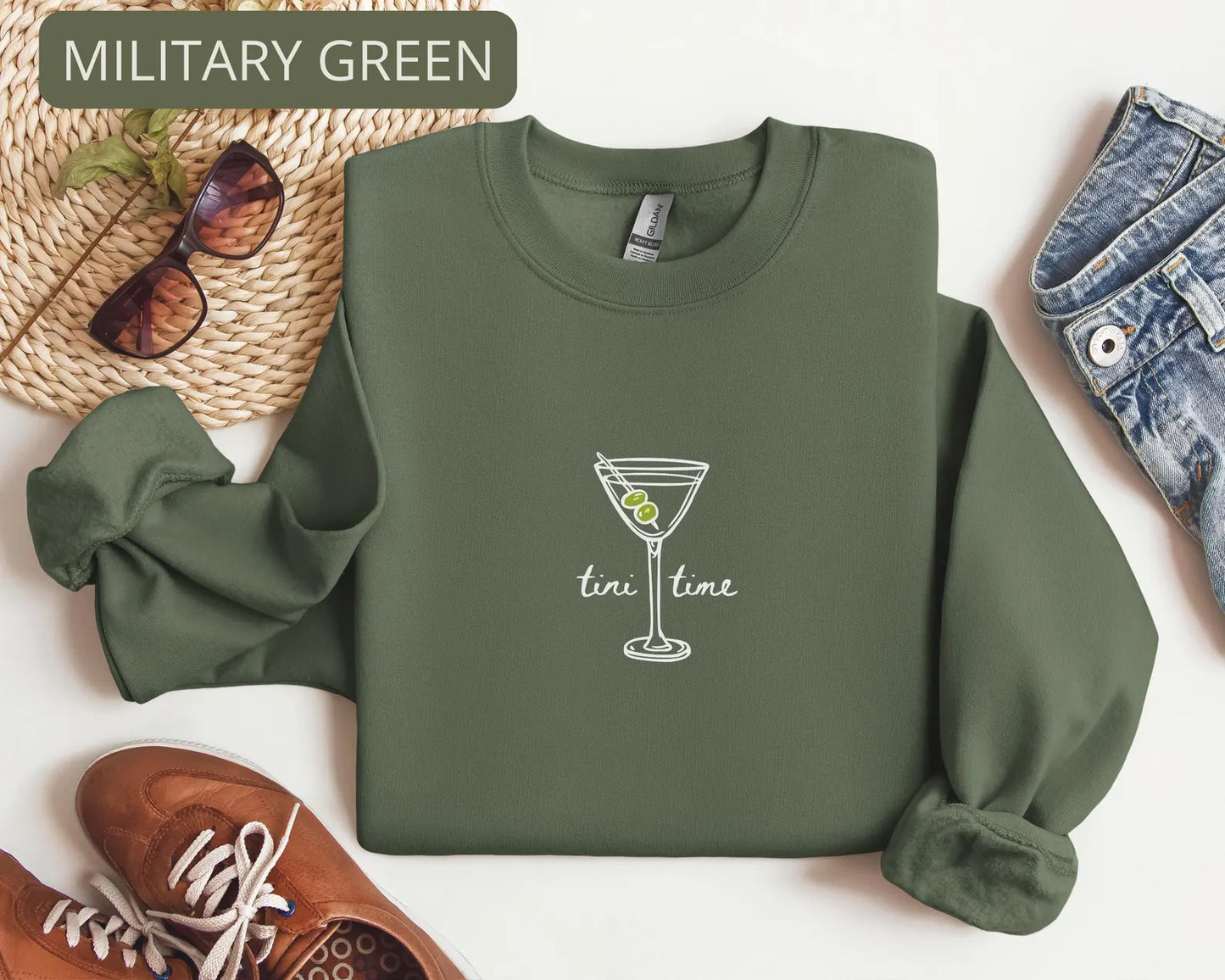 Tini Time Sweatshirt – Martini Graphic Crewneck, Cute Cocktail Sweater for Girls Night Outfit