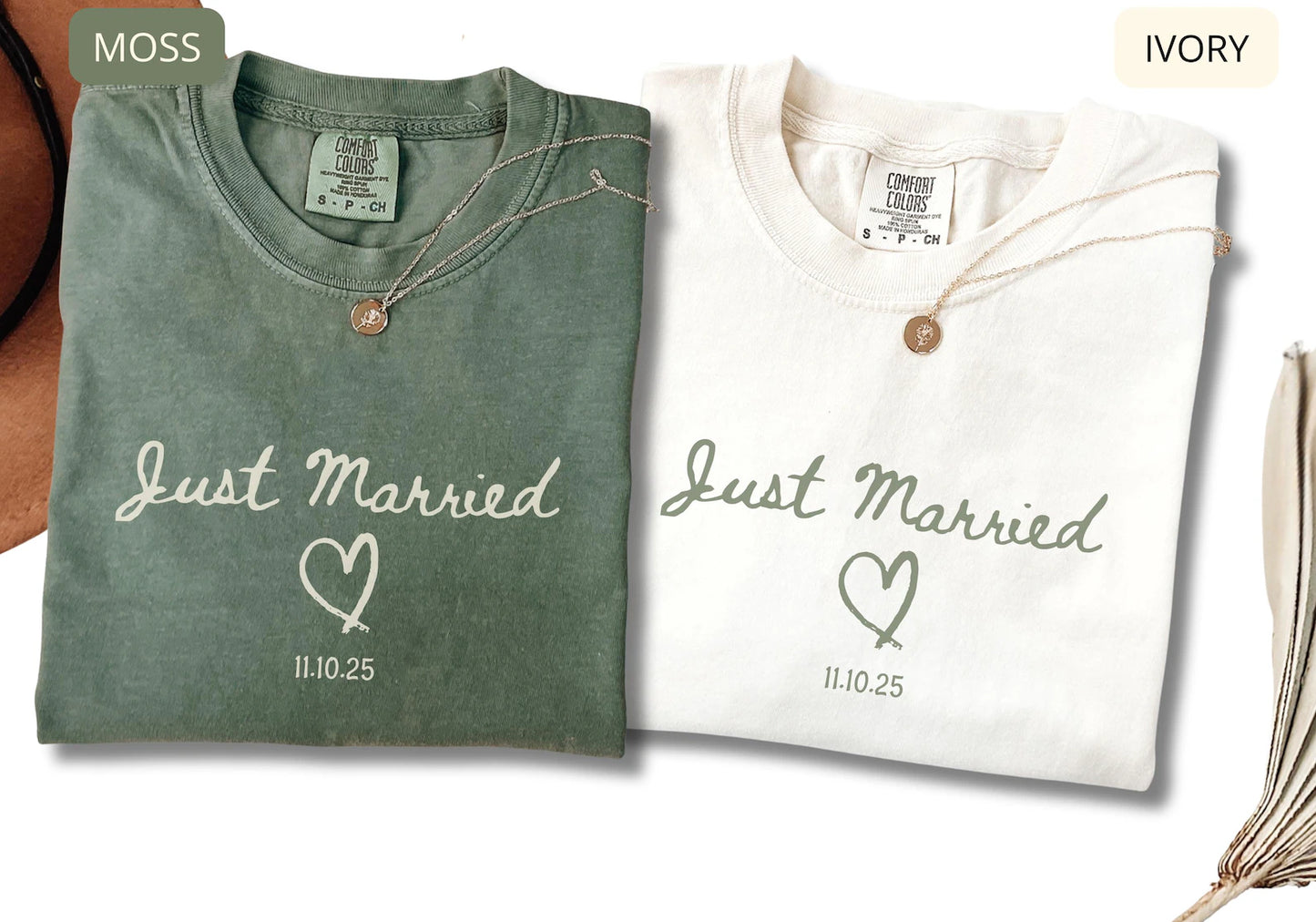 Just Married Comfort Colors Shirt – Newlywed Couple Tee, Honeymoon Shirt, Wedding Gift