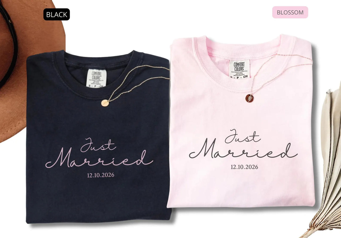 Comfort Colors Just Married Shirt – Wedding Tee for Bride and Groom, Honeymoon Newlywed Gift